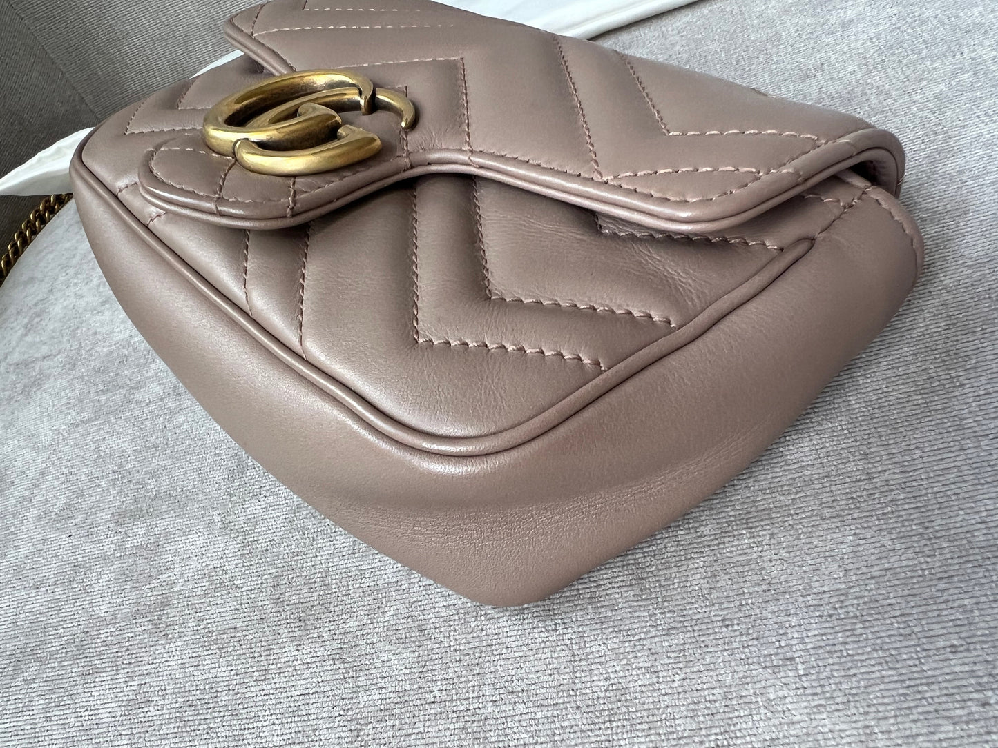 Gucci GG Dusty Pink Marmont Super Mini Shoulder Bag