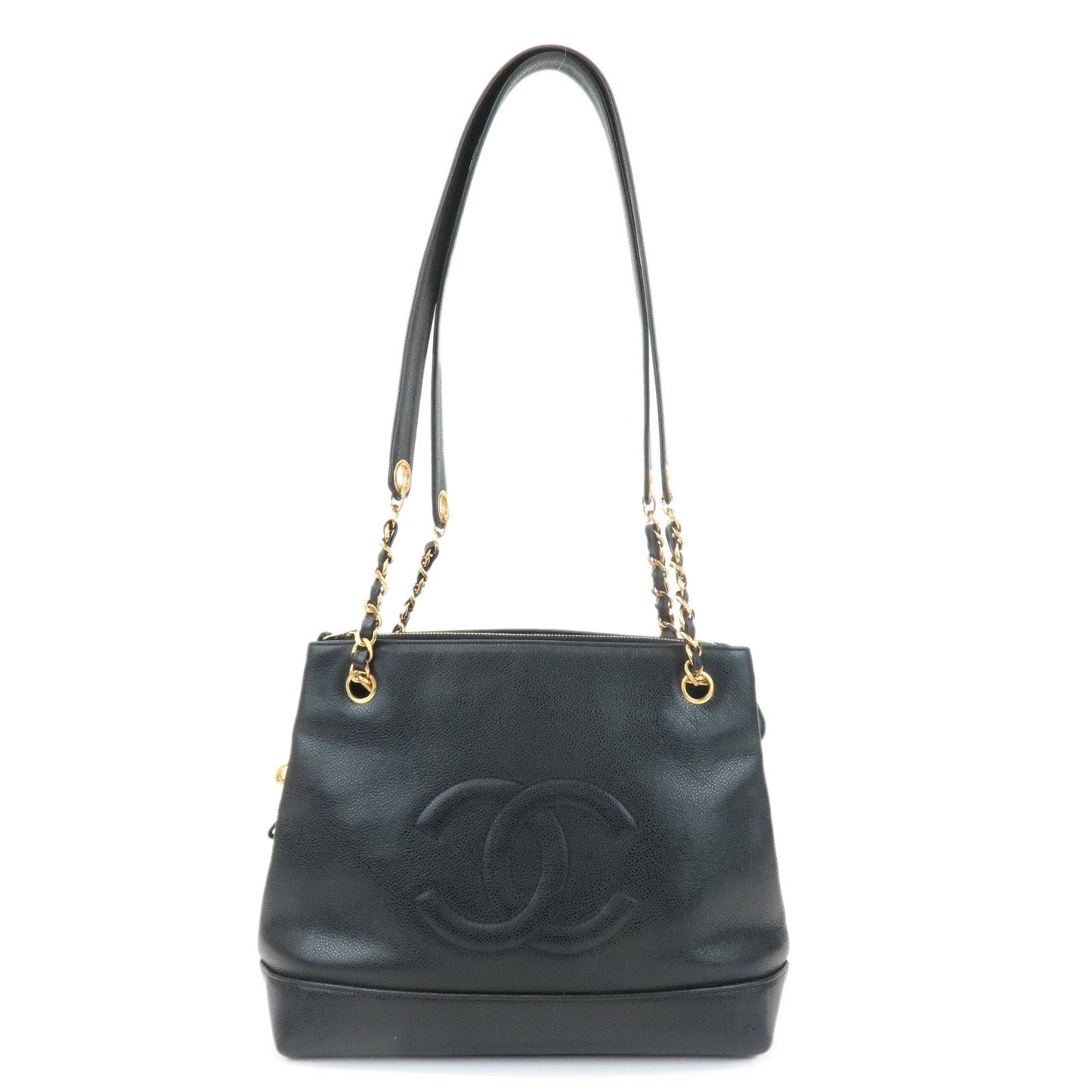 CHANEL COCO Mark Caviar Skin Chain Shoulder Bag Black