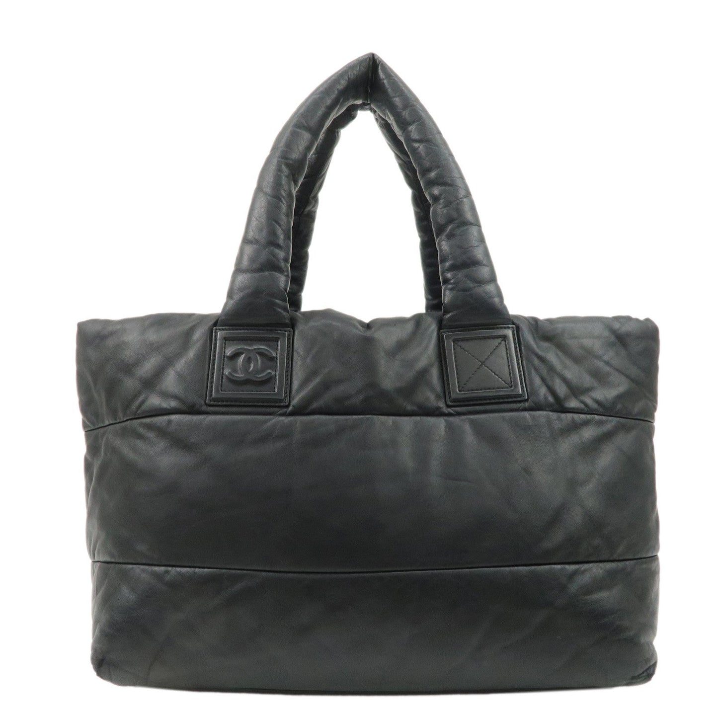 CHANEL COCO Cocoon Lamb Skin Tote Bag Shoulder Bag MM Black A47107