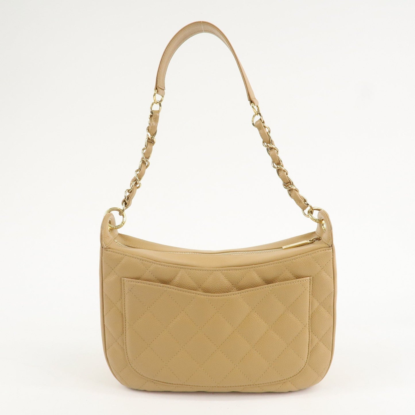 CHANEL COCO Mark Matelasse Shoulder Bag Caviar Skin Beige