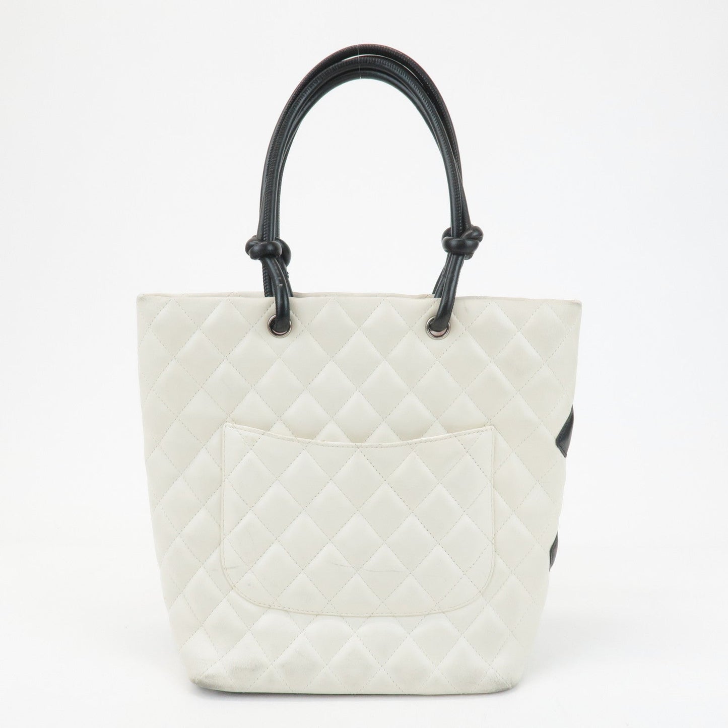 CHANEL Cambon Line Lamb Skin Medium Tote Bag Shoulder Bag A25167