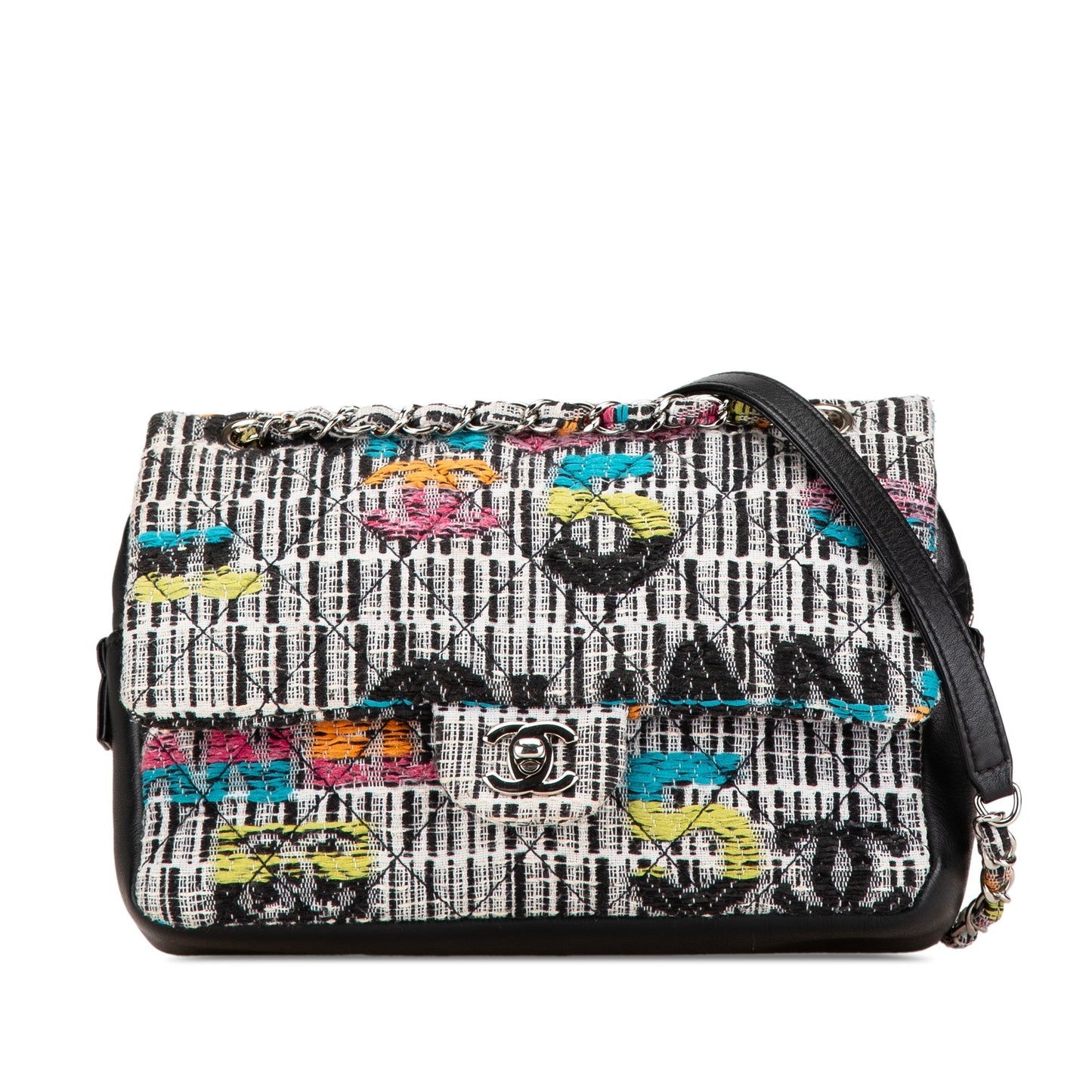 Gray Chanel Tweed Easy Fantasy Flap Shoulder Bag