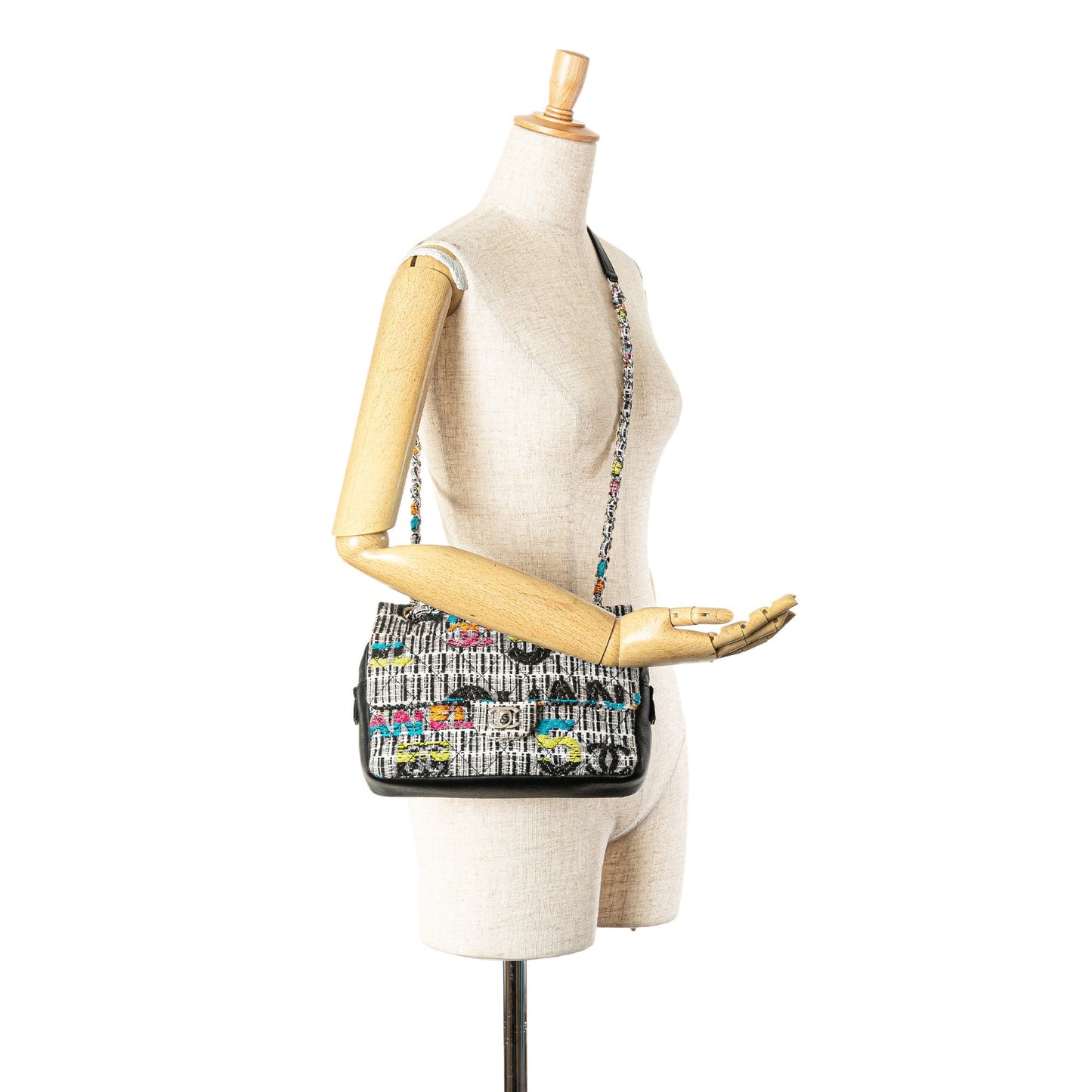 Gray Chanel Tweed Easy Fantasy Flap Shoulder Bag