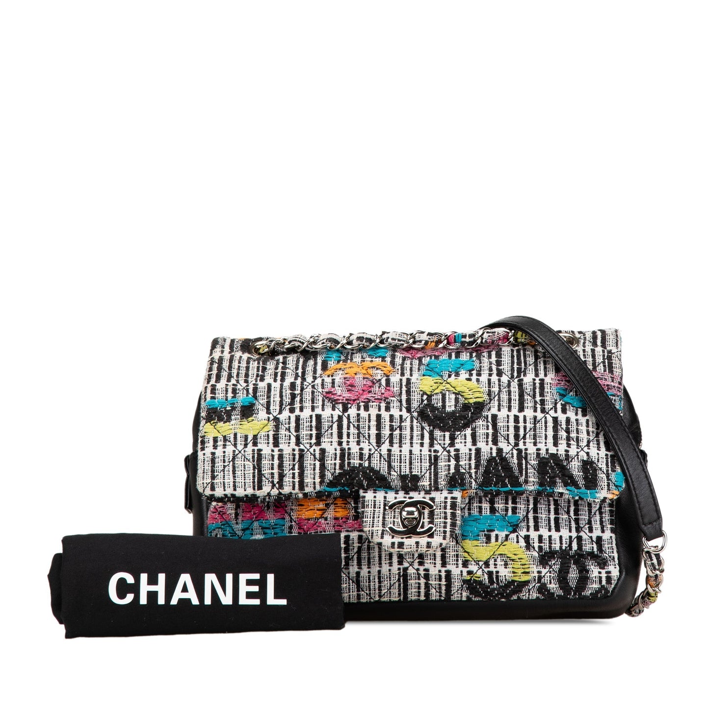 Gray Chanel Tweed Easy Fantasy Flap Shoulder Bag