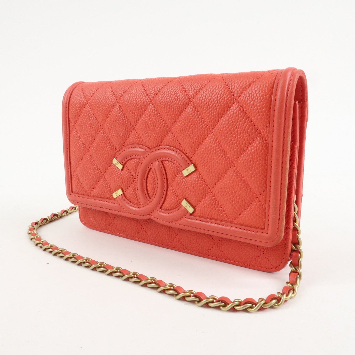CHANEL CC Filigree Matelasse Caviar Skin Chain Shoulder Bag A84451