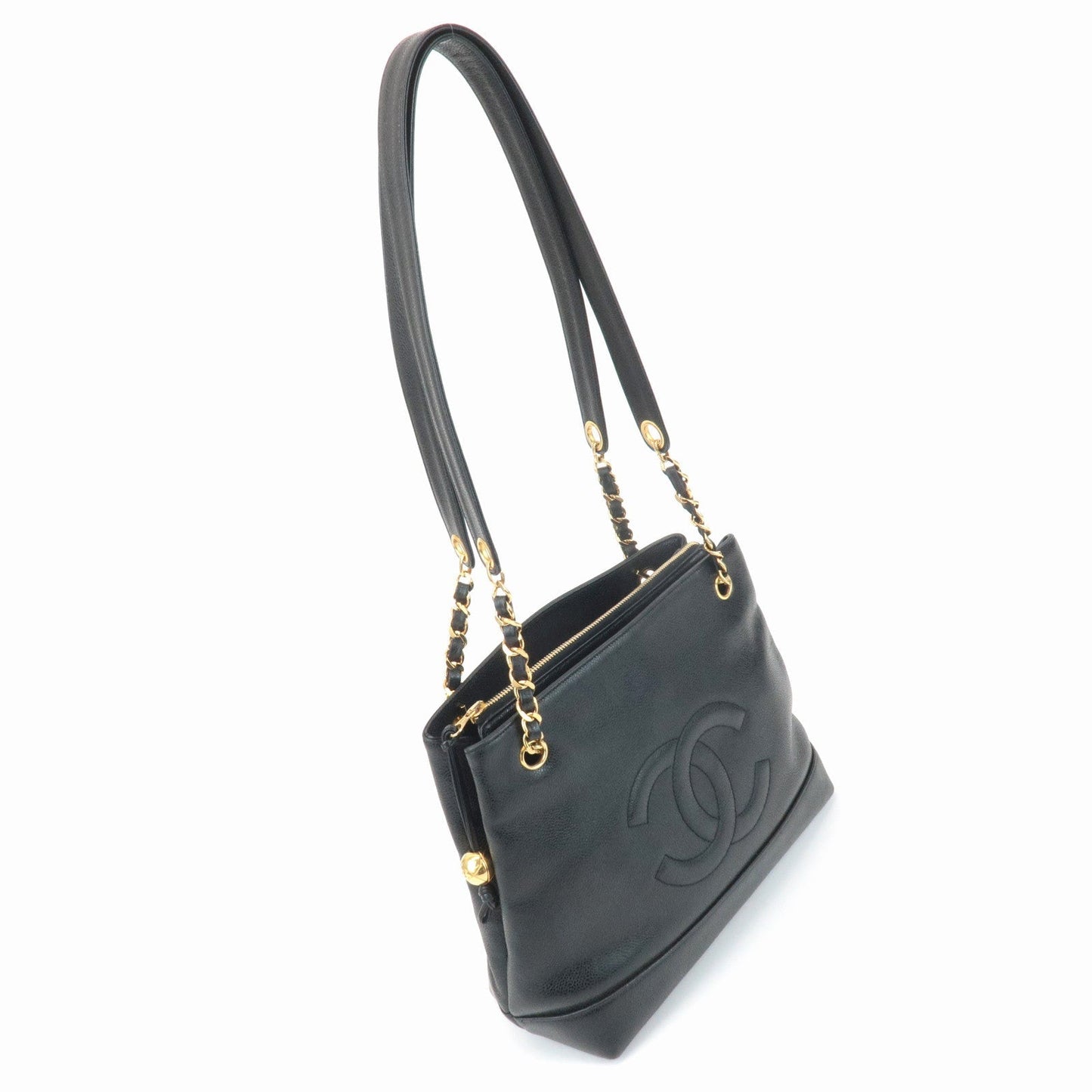 CHANEL COCO Mark Caviar Skin Chain Shoulder Bag Black