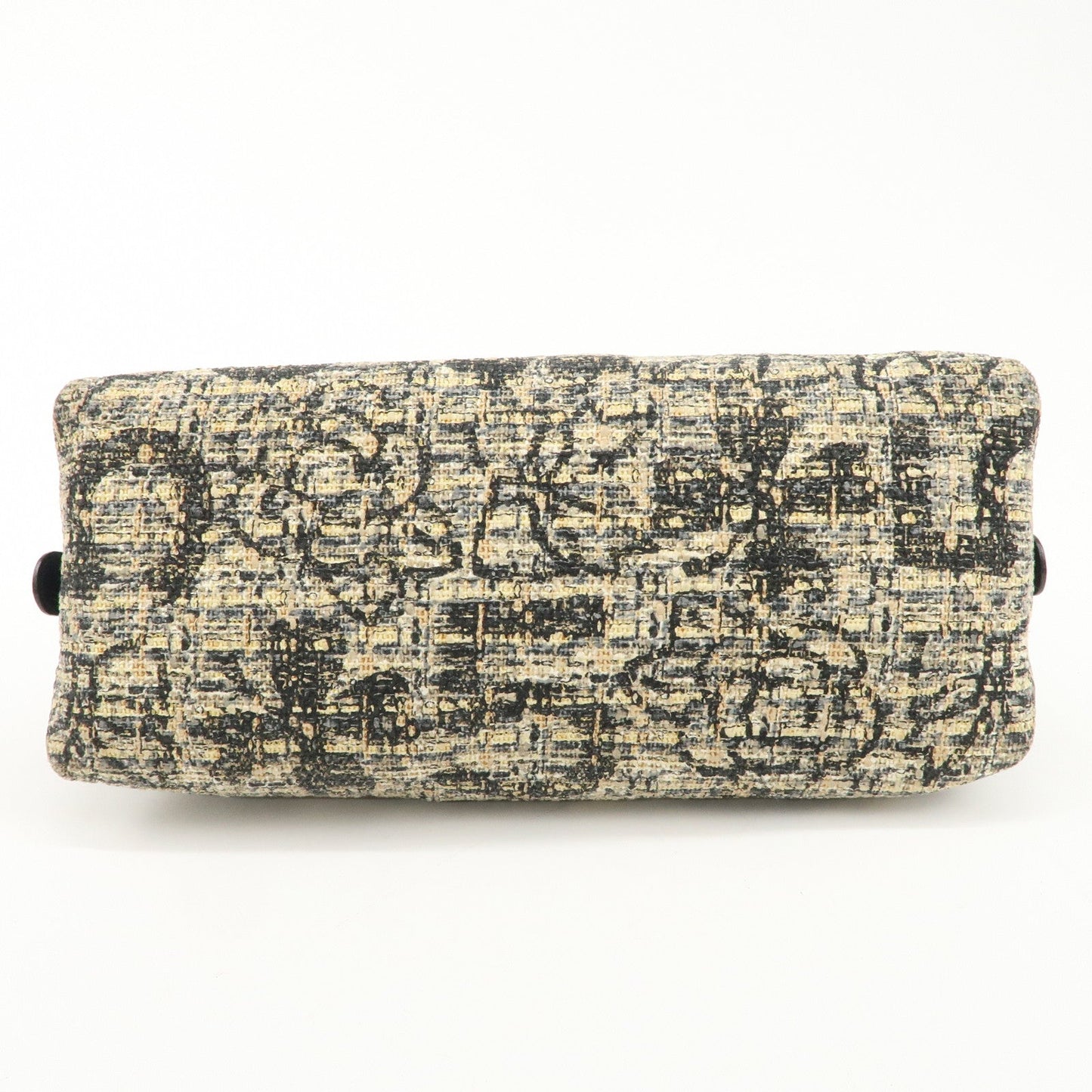 CHANEL Tweed Leather Shoulder Bag Hand Bag Black Beige