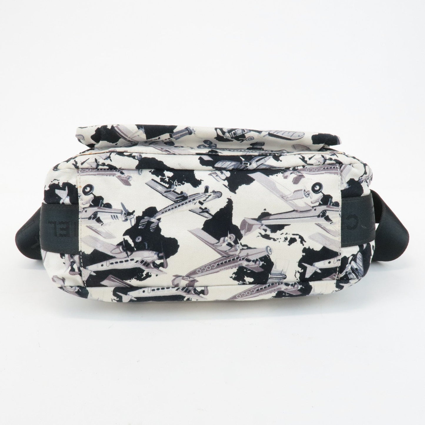 CHANEL Airline Canvas Leather Shoulder Bag Airplane Pattern