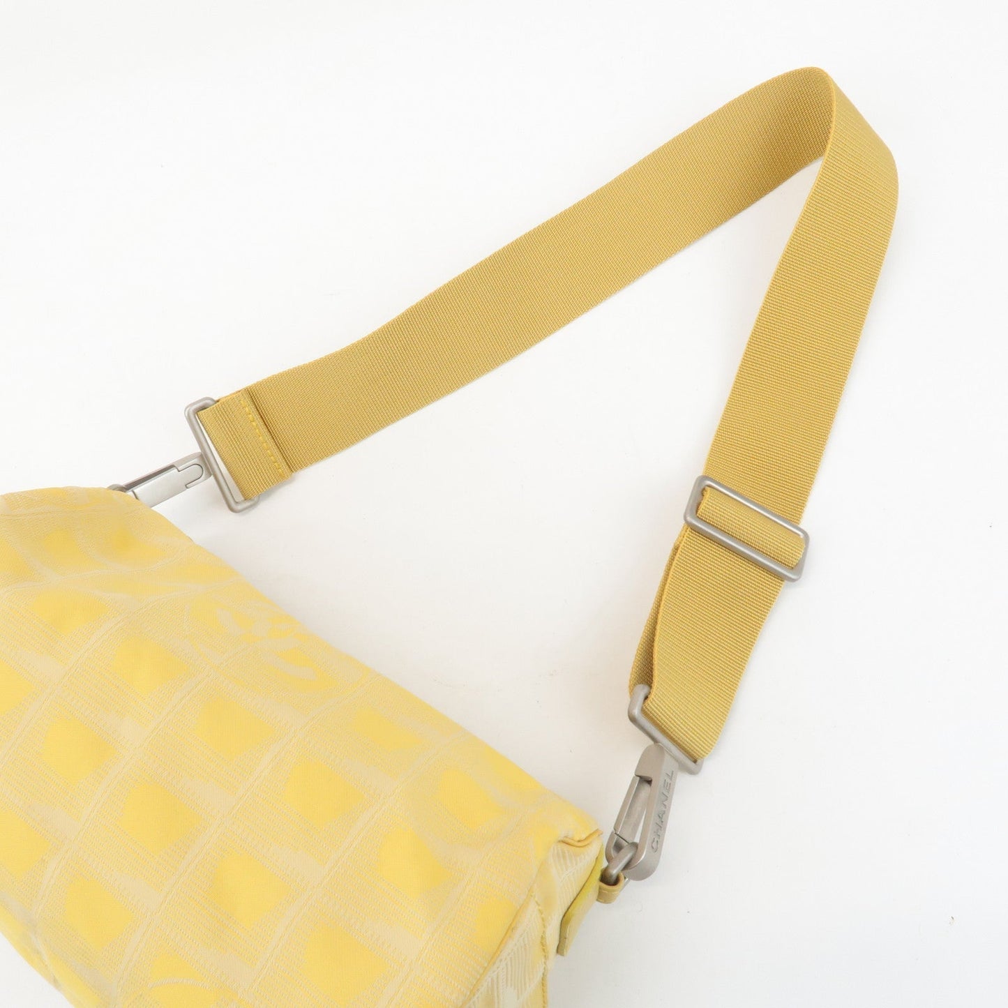 CHANEL New Travel Line Nylon Jacquard Leather Shoulder Bag A17669