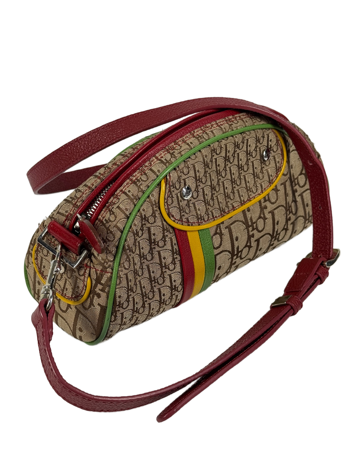Dior Vintage 2004 Rasta Trotter Monogram Canvas Half Moon Shoulder & Crossbody Bag