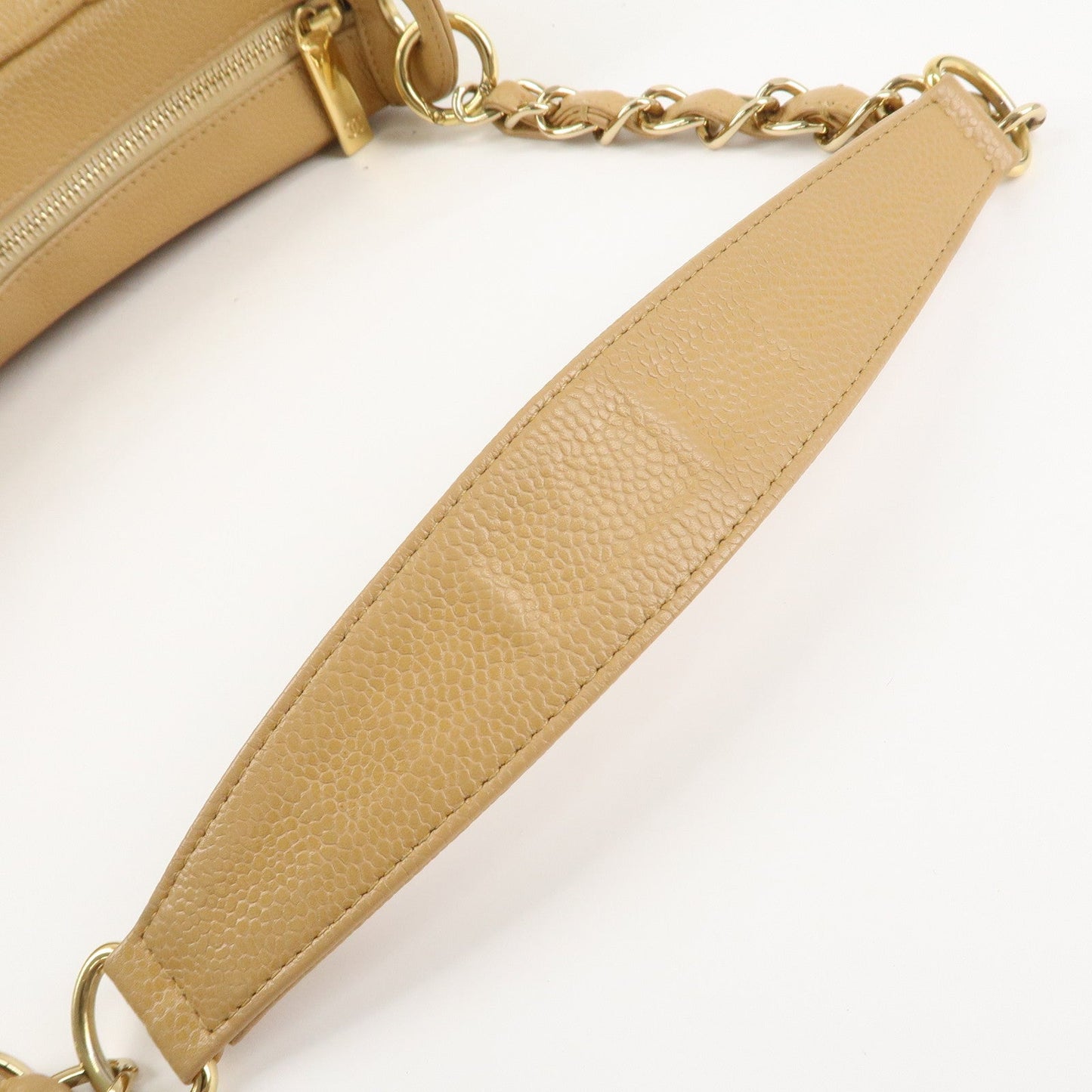 CHANEL COCO Mark Matelasse Shoulder Bag Caviar Skin Beige