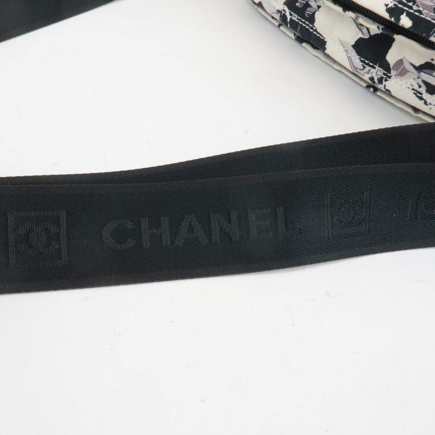 CHANEL Airline Canvas Leather Shoulder Bag Airplane Pattern