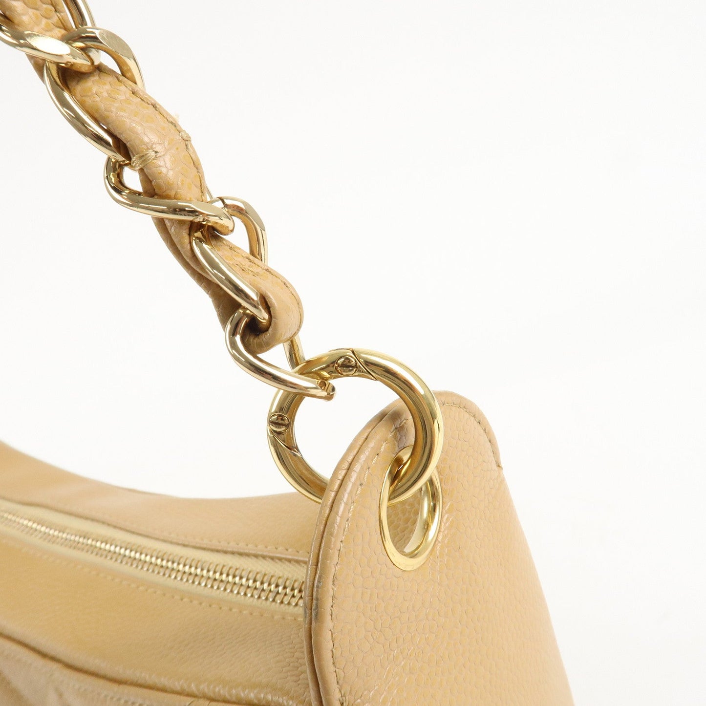 CHANEL COCO Mark Matelasse Shoulder Bag Caviar Skin Beige