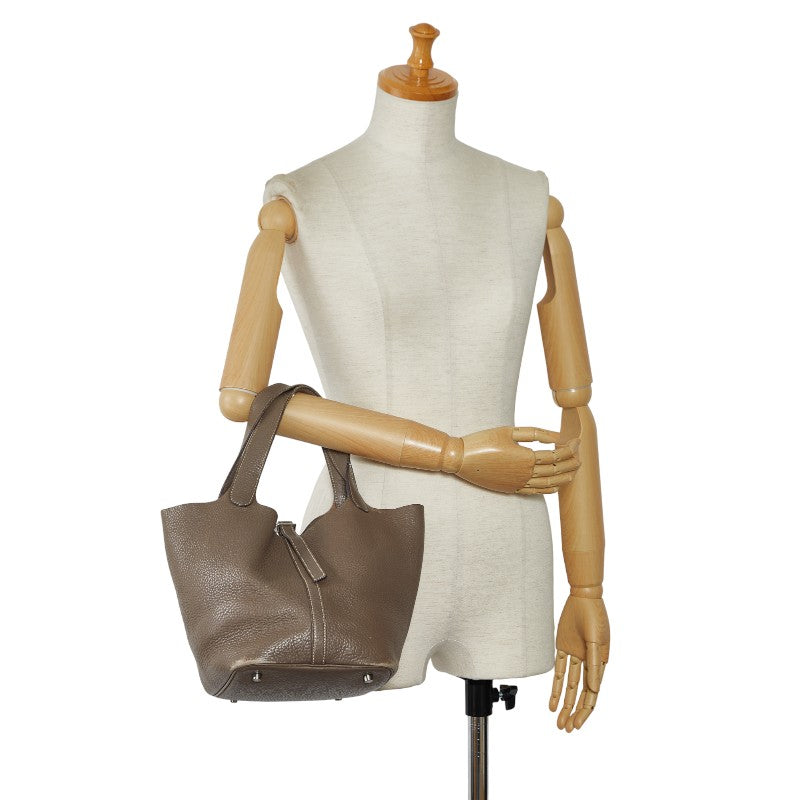 Hermes Picotin MM Handbag Etoupe Grey Clemence Hermes