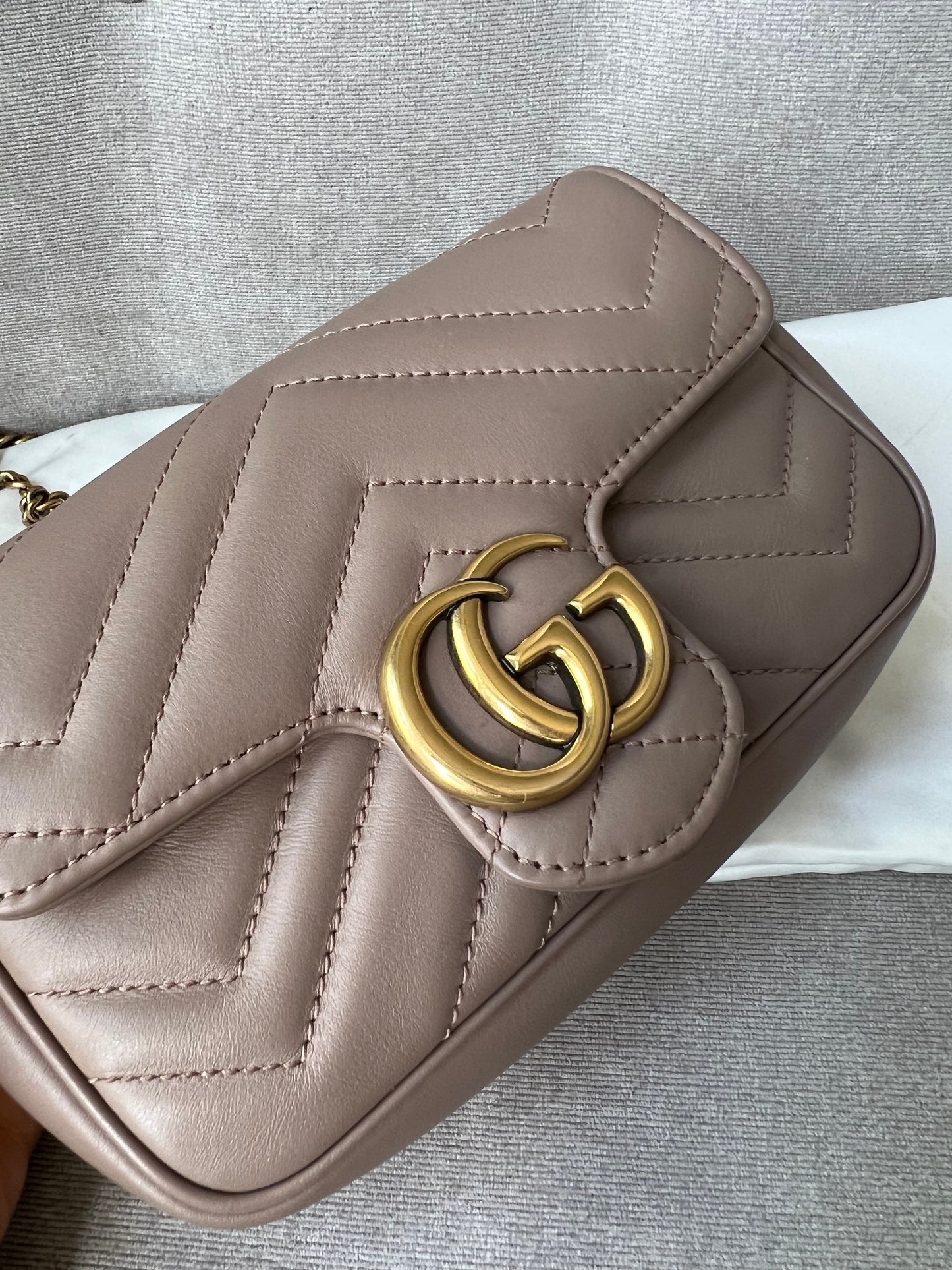 Gucci GG Dusty Pink Marmont Super Mini Shoulder Bag