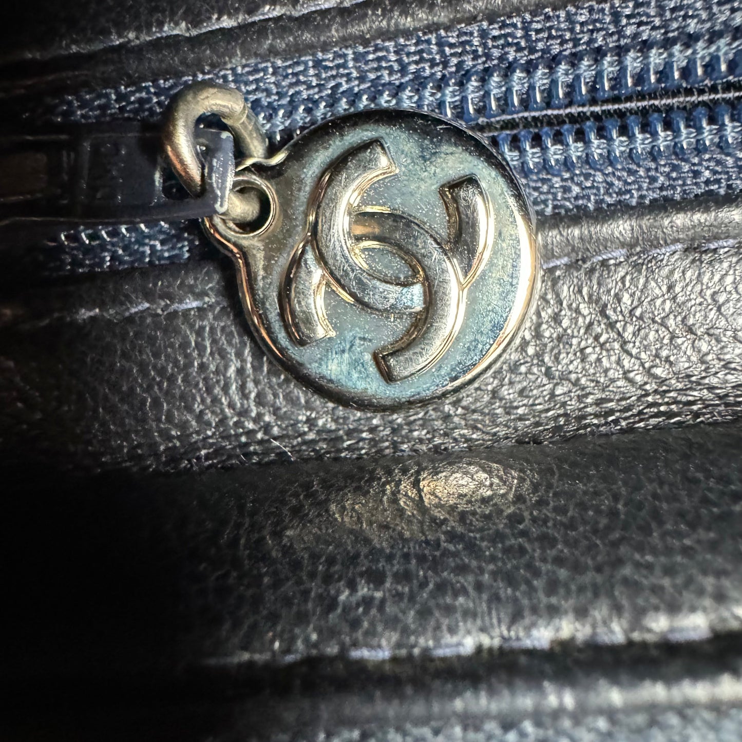 Chanel Navy Velvet Shoulder Flap Blackpack Vintage Silver HW, 1996
