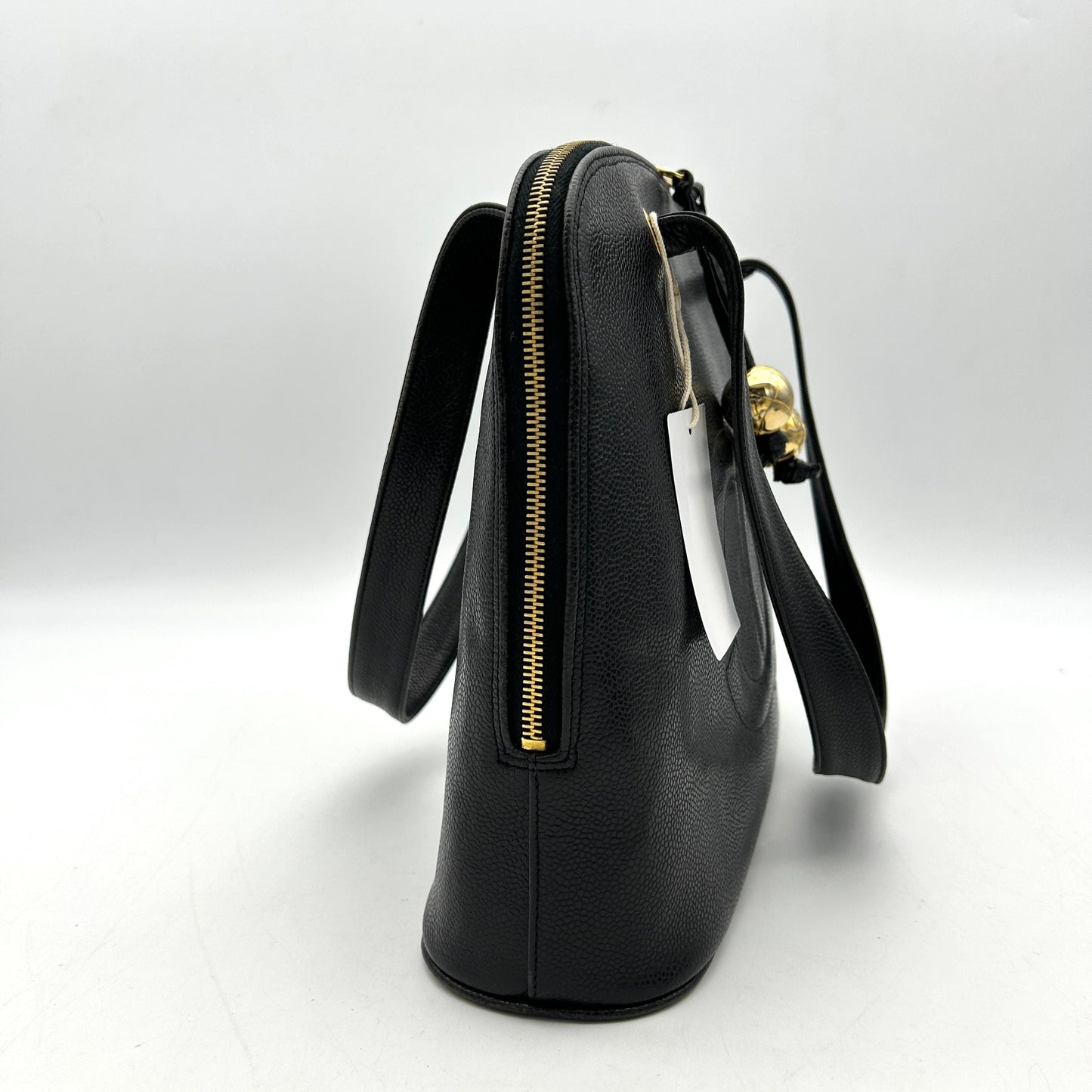 CHANEL Caviar Large CC Shoulder Bag Black WD