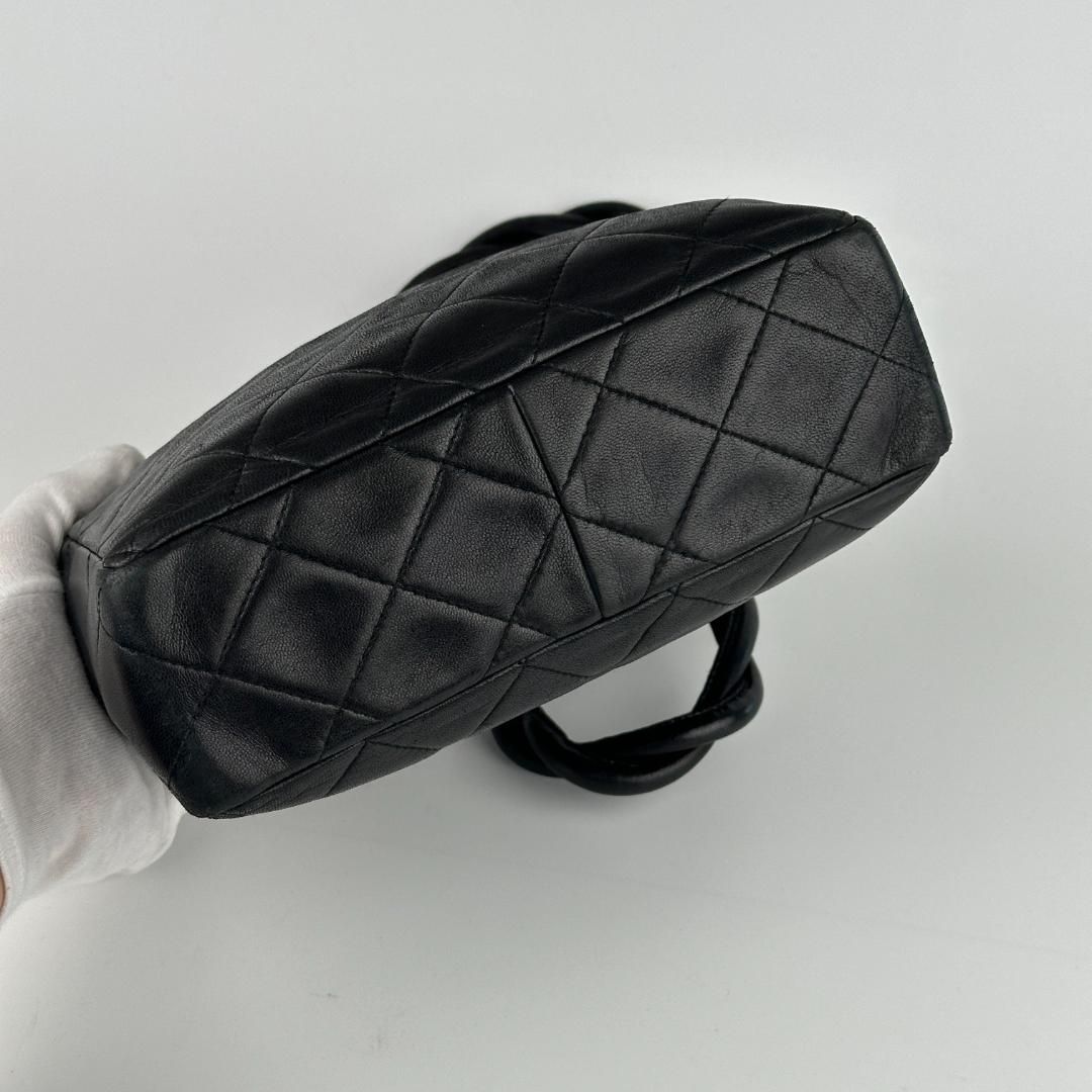Chanel Vintage Twisted CC Camera Shoulder Bag Quilted Lambskin Small Black MR