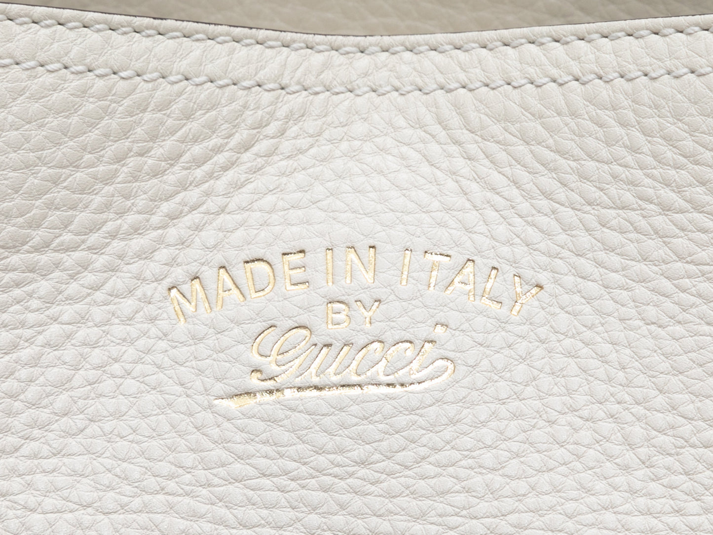 White Gucci Leather & Bamboo Shopping Tote