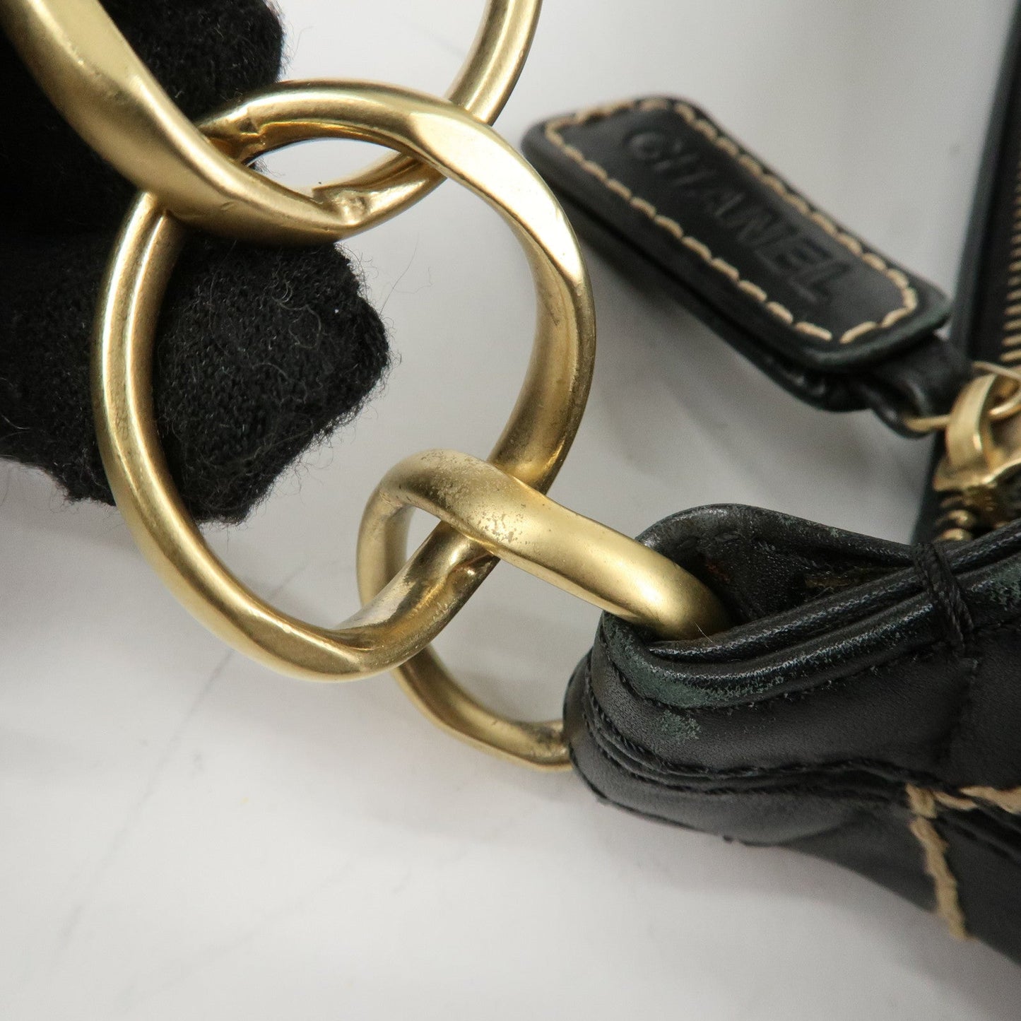 CHANEL Wild Stitch Lamb Skin Shoulder Bag Hand Bag Black A20663