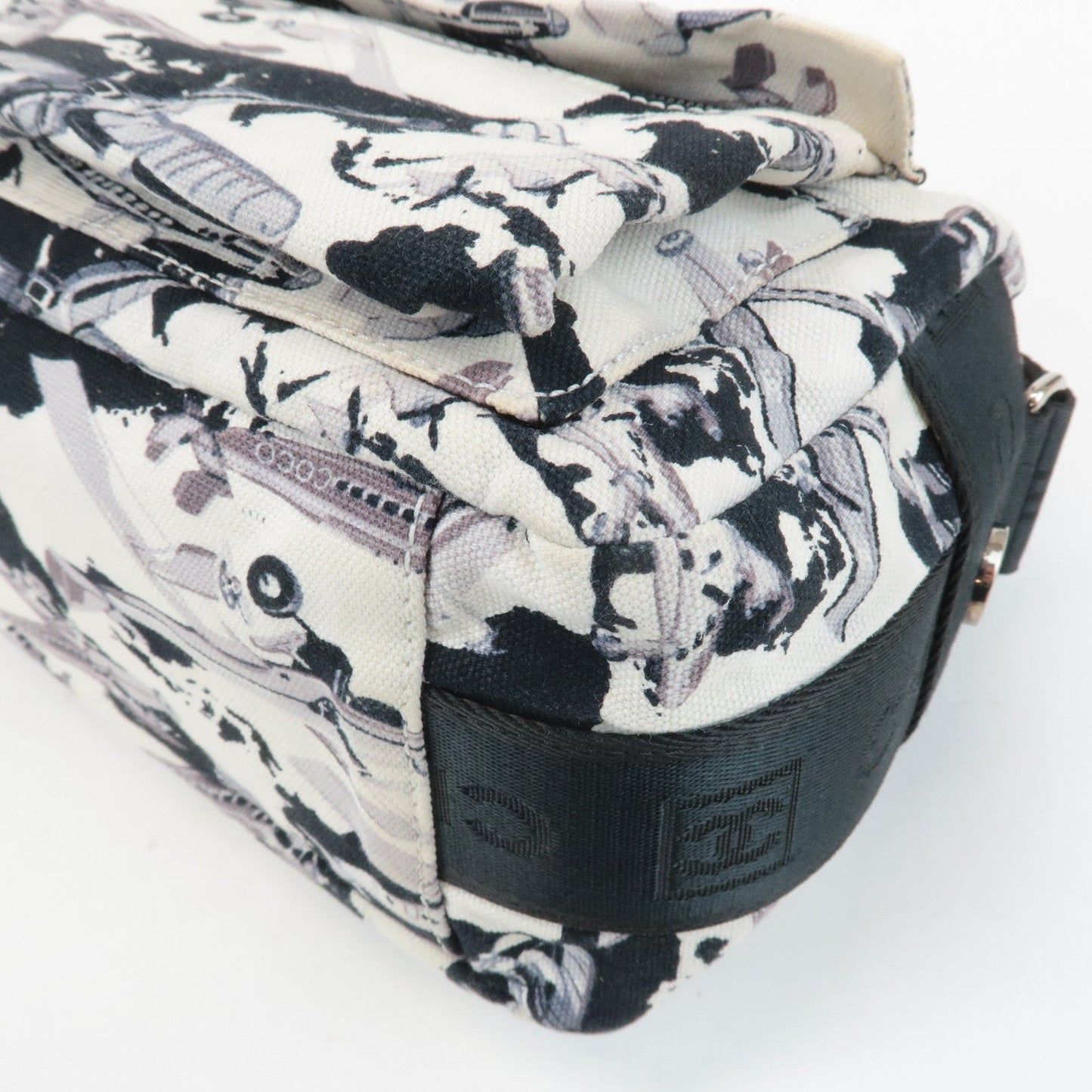 CHANEL Airline Canvas Leather Shoulder Bag Airplane Pattern