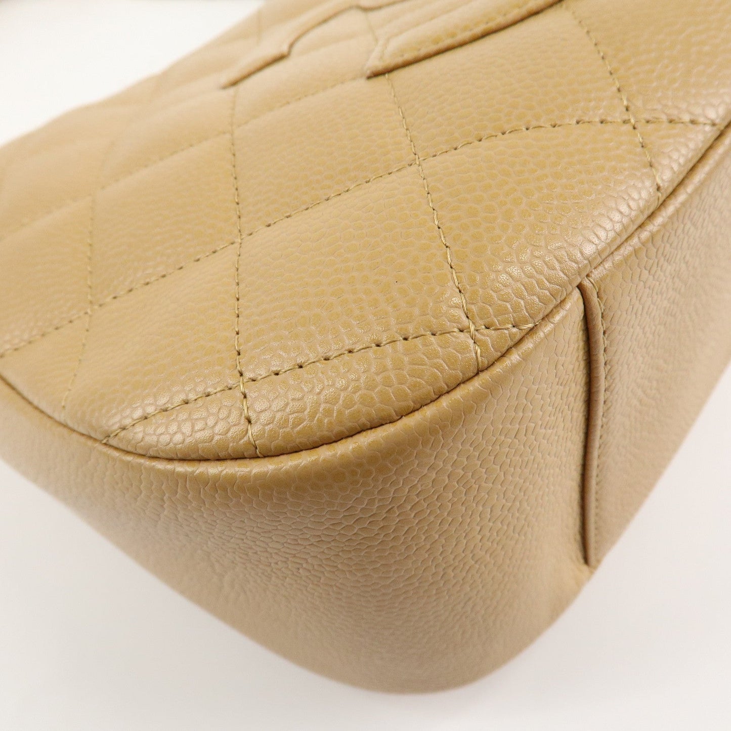 CHANEL COCO Mark Matelasse Shoulder Bag Caviar Skin Beige