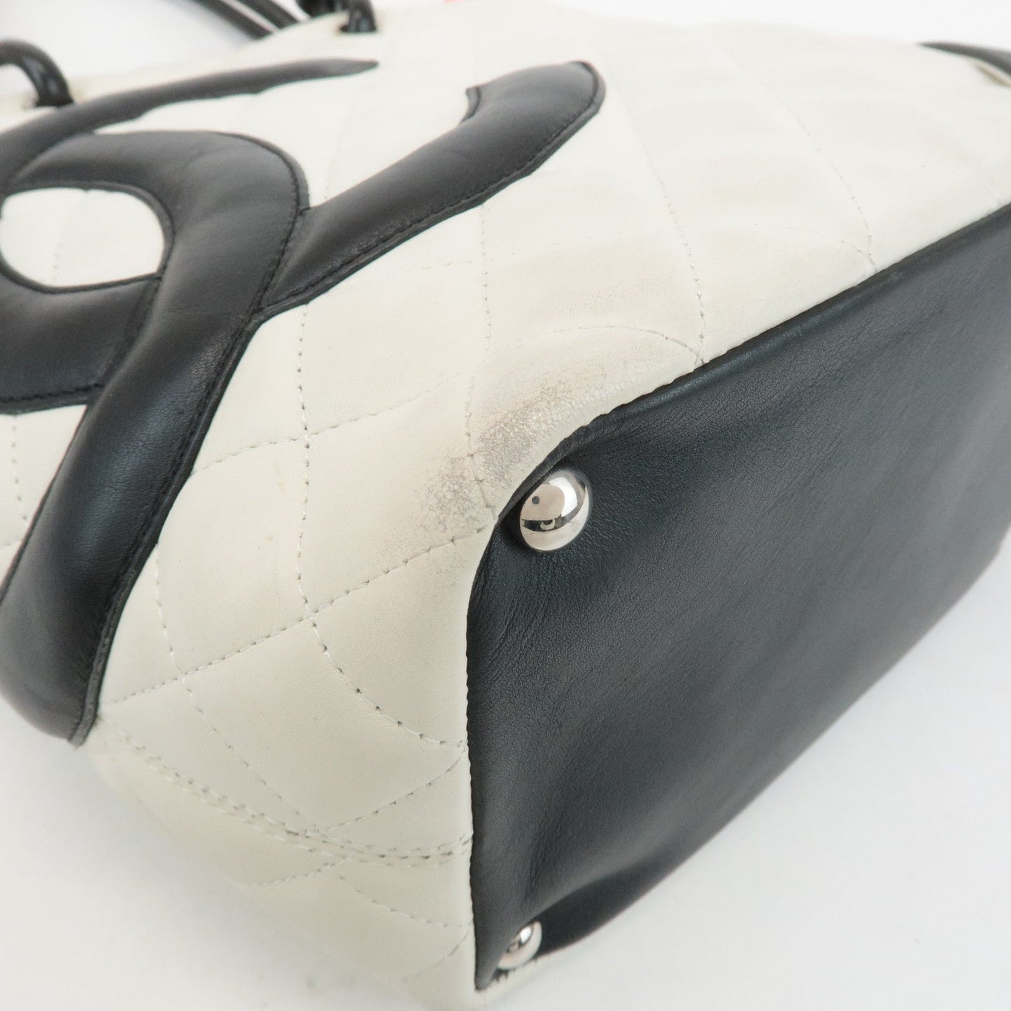 CHANEL Cambon Line Lamb Skin Medium Tote Bag Shoulder Bag A25167