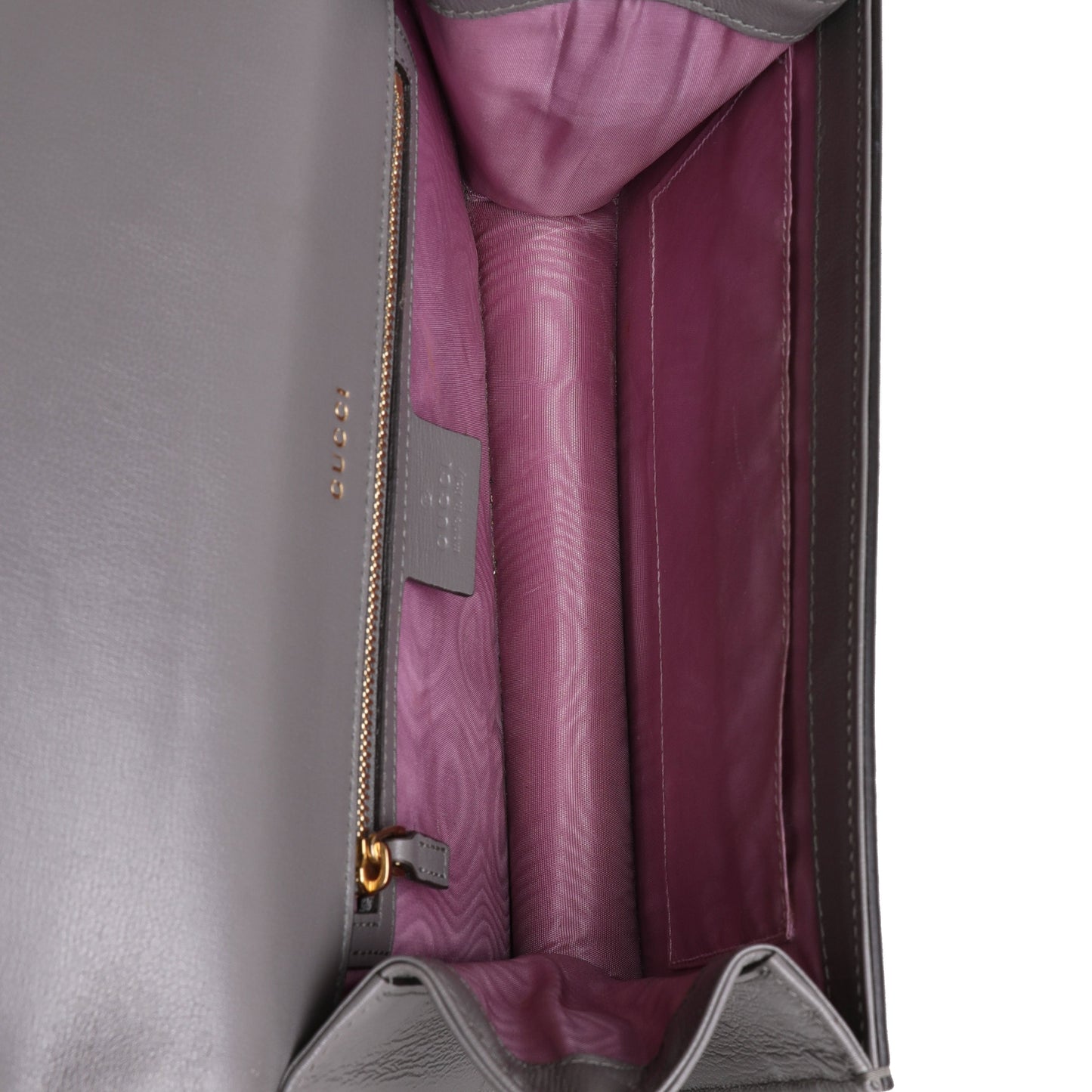 GUCCI Gray Leather GG Ring Shoulder Bag