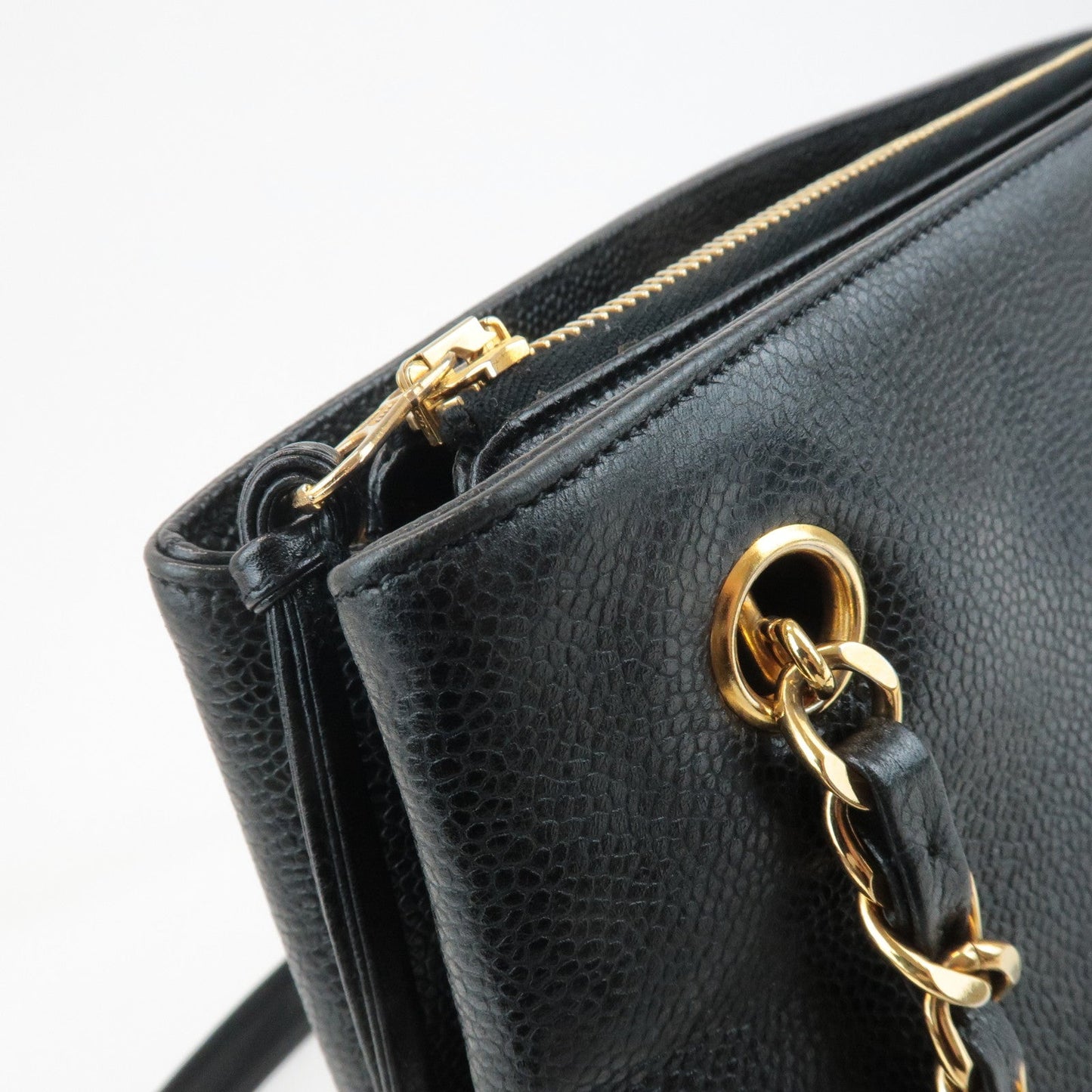 CHANEL COCO Mark Caviar Skin Chain Shoulder Bag Black