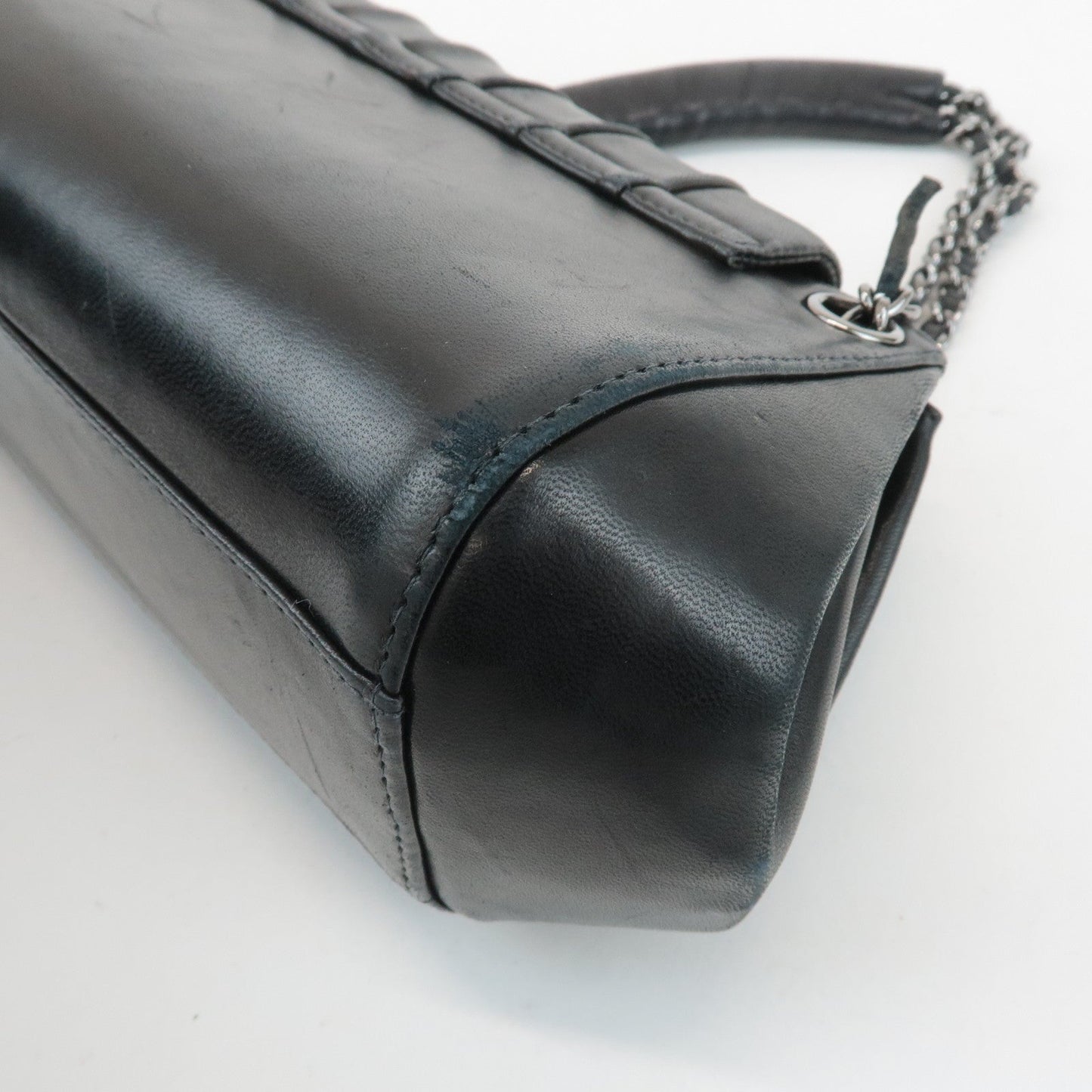 CHANEL Mademoiselle Lamb Skin Chain Shoulder Bag Hand Bag Black