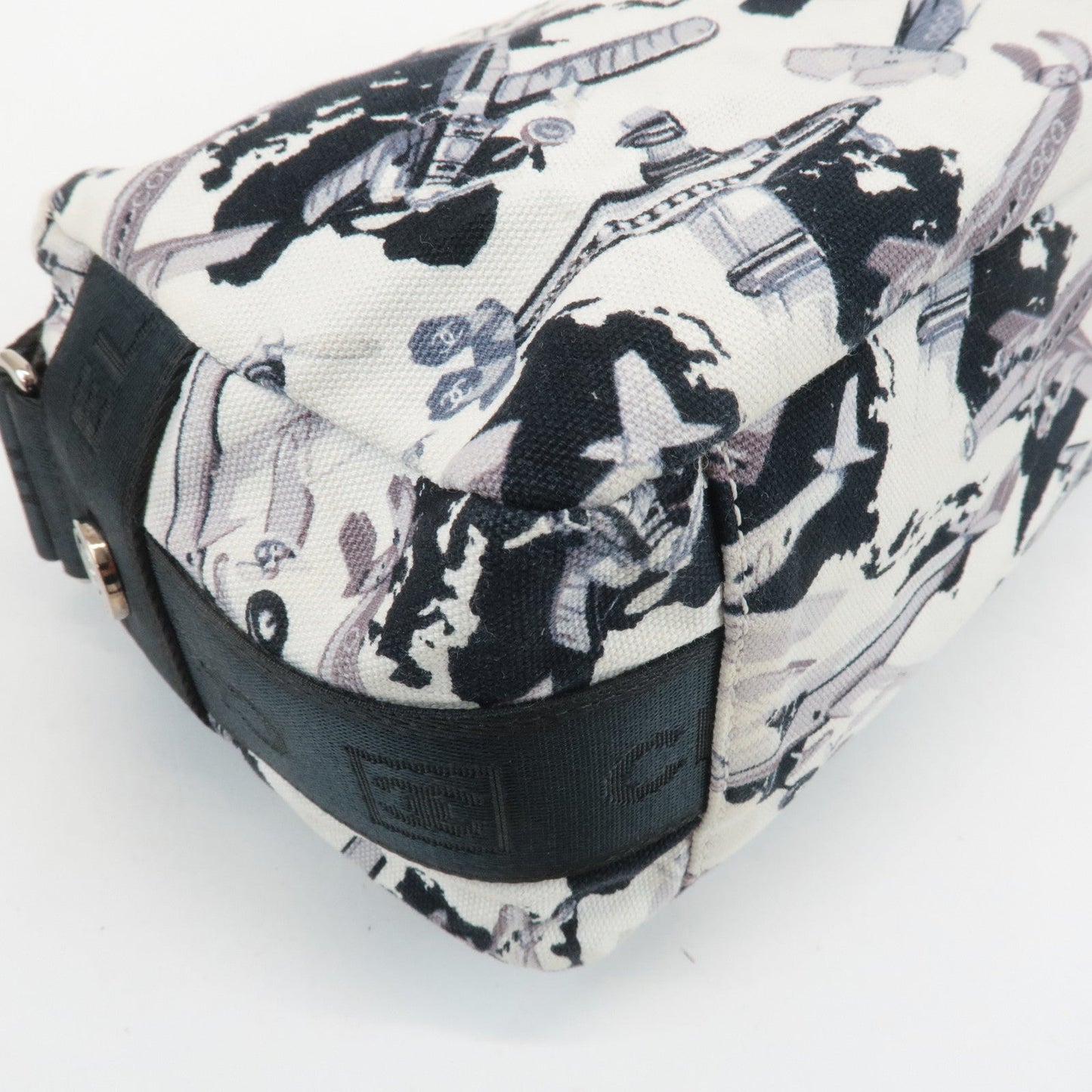CHANEL Airline Canvas Leather Shoulder Bag Airplane Pattern