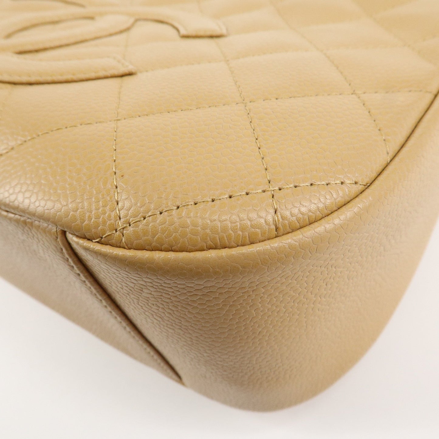 CHANEL COCO Mark Matelasse Shoulder Bag Caviar Skin Beige
