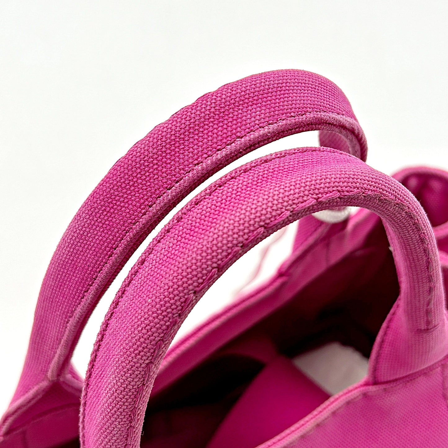 Pre-owned Prada Denim Small Canapa Logo Tote Peonia LA10326