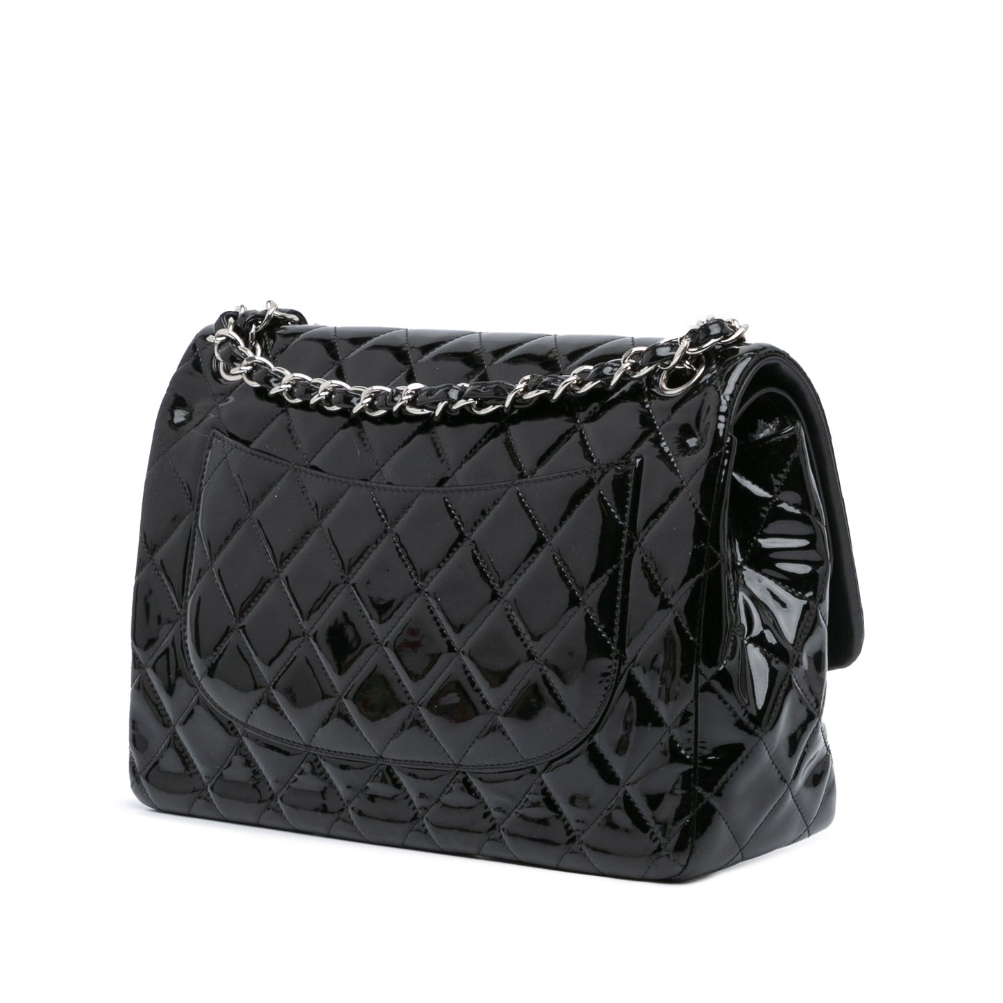 Black Chanel Jumbo Classic Patent Double Flap Shoulder Bag
