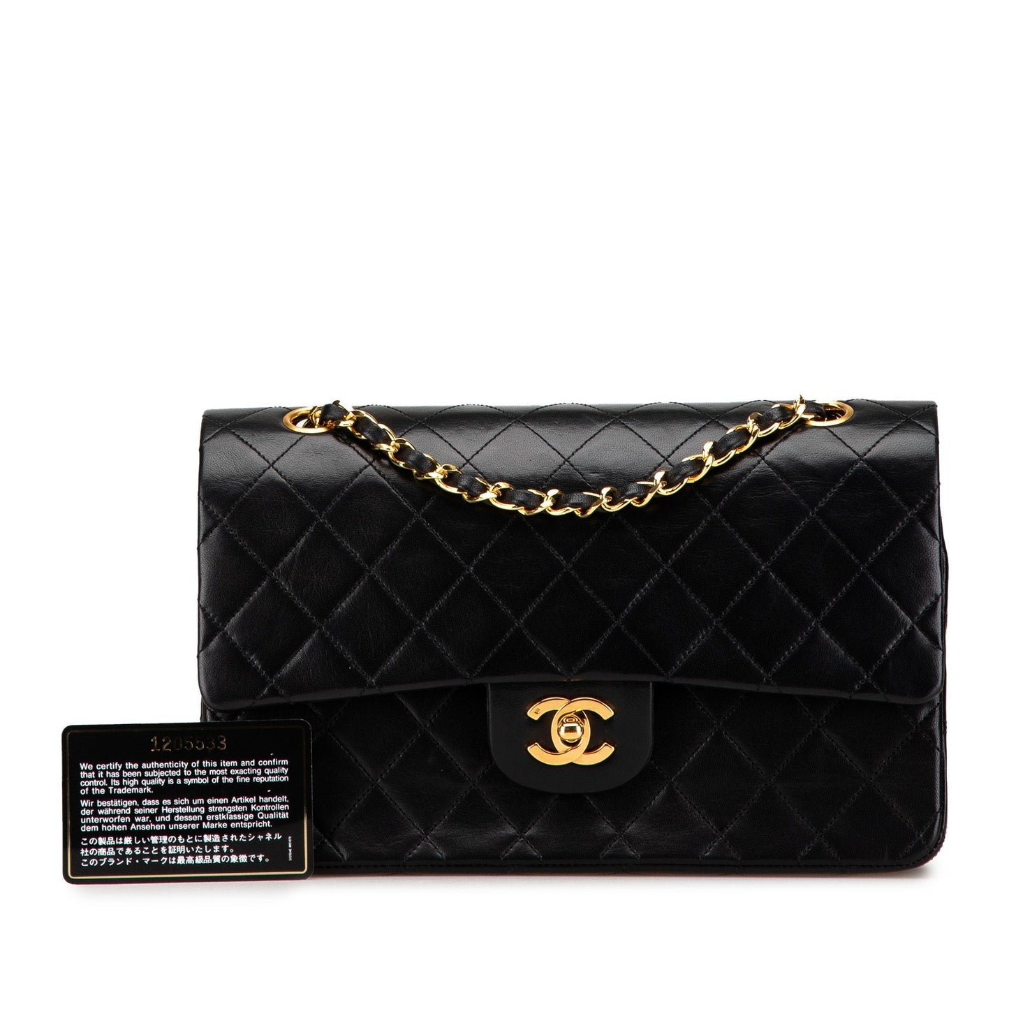 Black Chanel Medium Classic Lambskin Double Flap Shoulder Bag