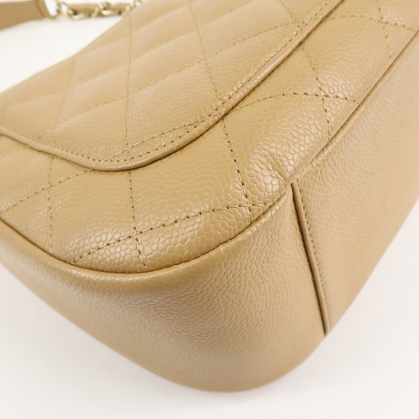 CHANEL COCO Mark Matelasse Shoulder Bag Caviar Skin Beige
