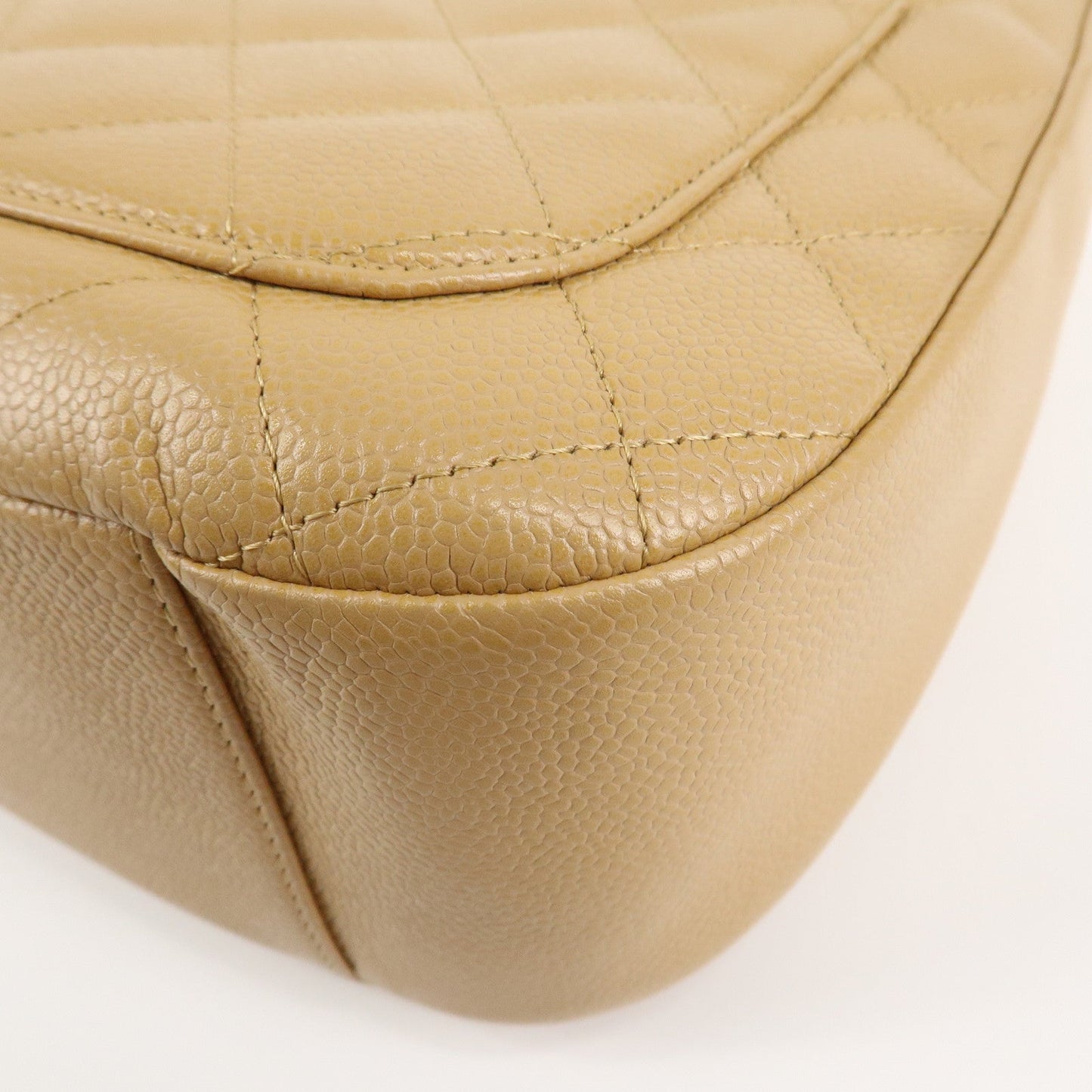 CHANEL COCO Mark Matelasse Shoulder Bag Caviar Skin Beige