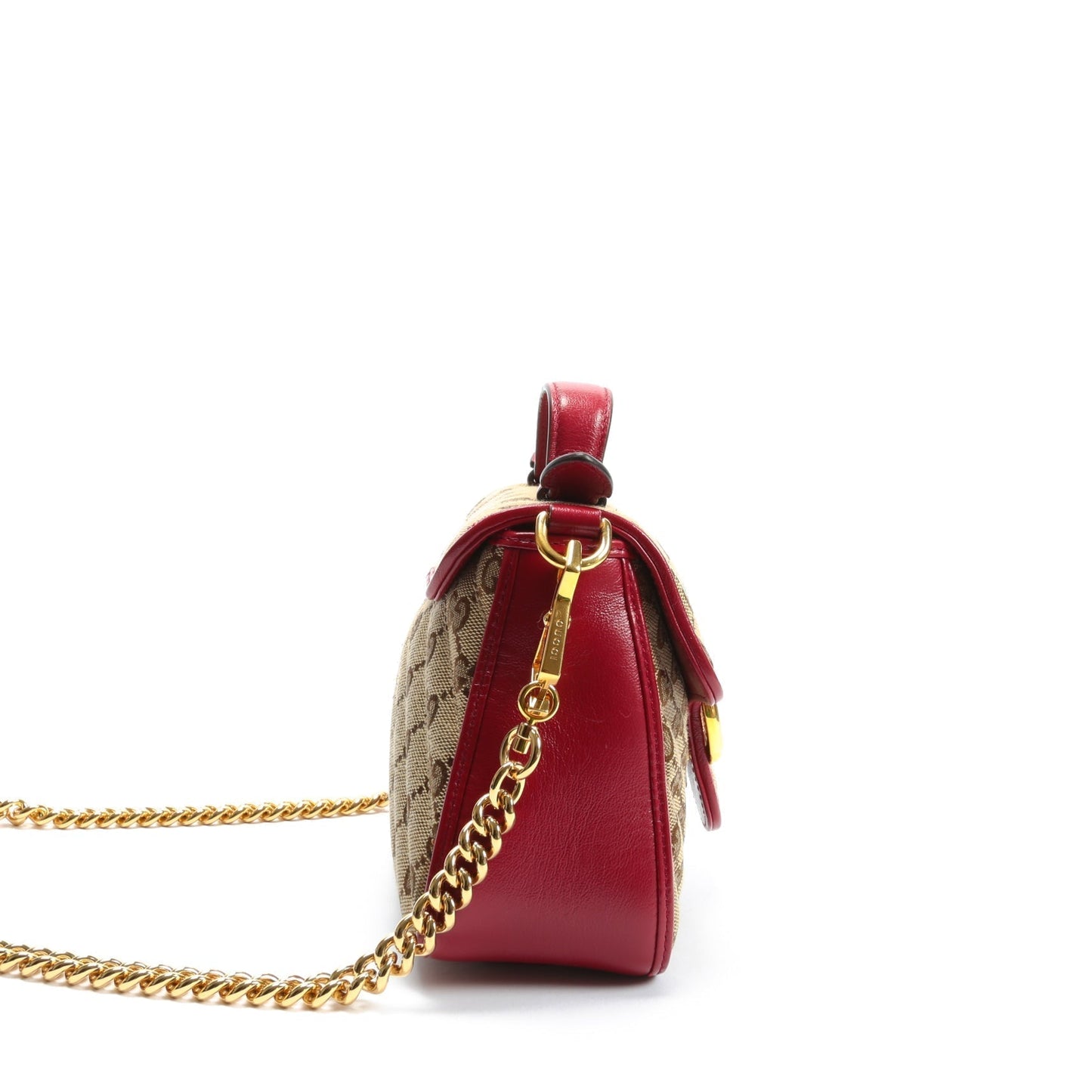 GUCCI GG Marmont Mini Tote - Canvas w/Red Trim