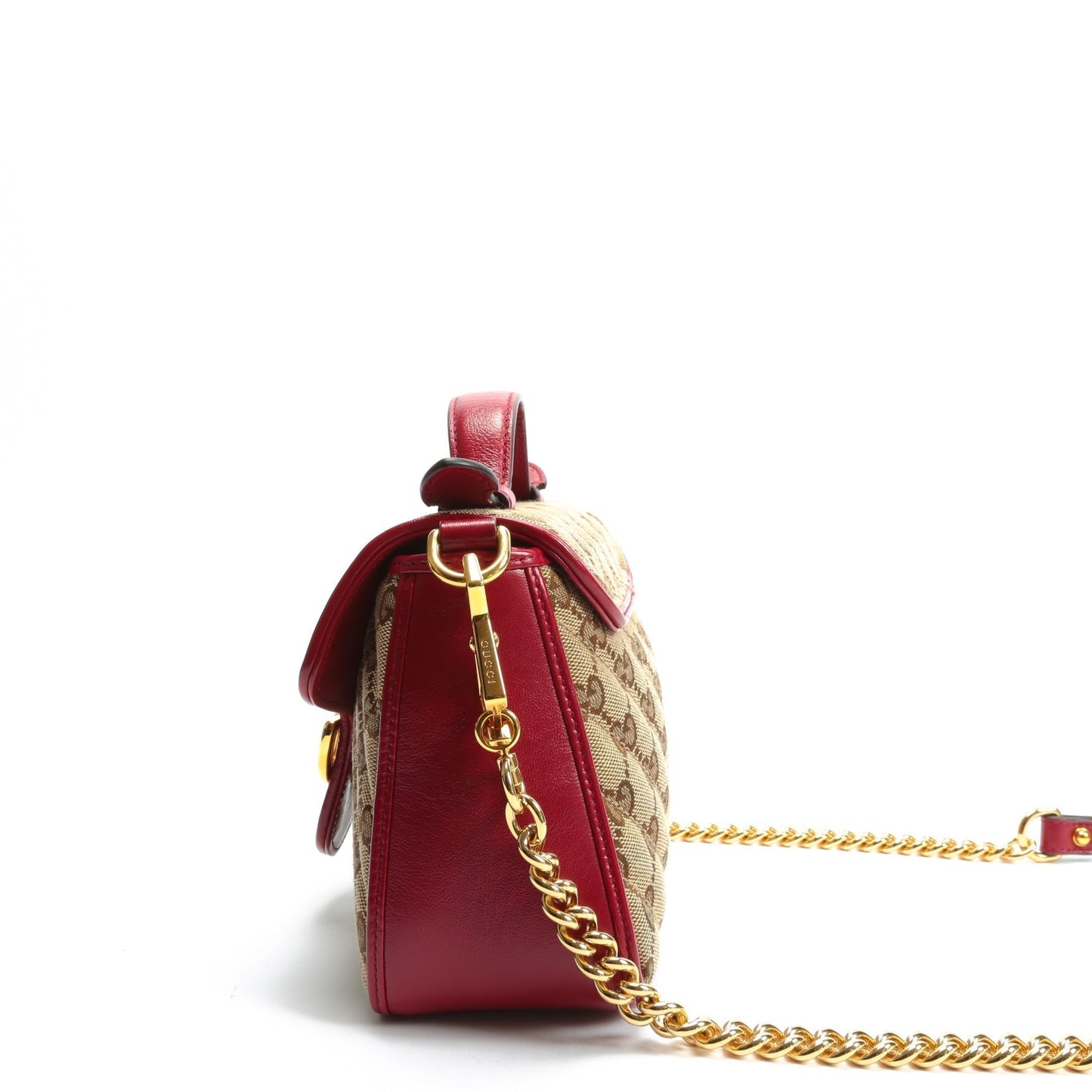 GUCCI GG Marmont Mini Tote - Canvas w/Red Trim