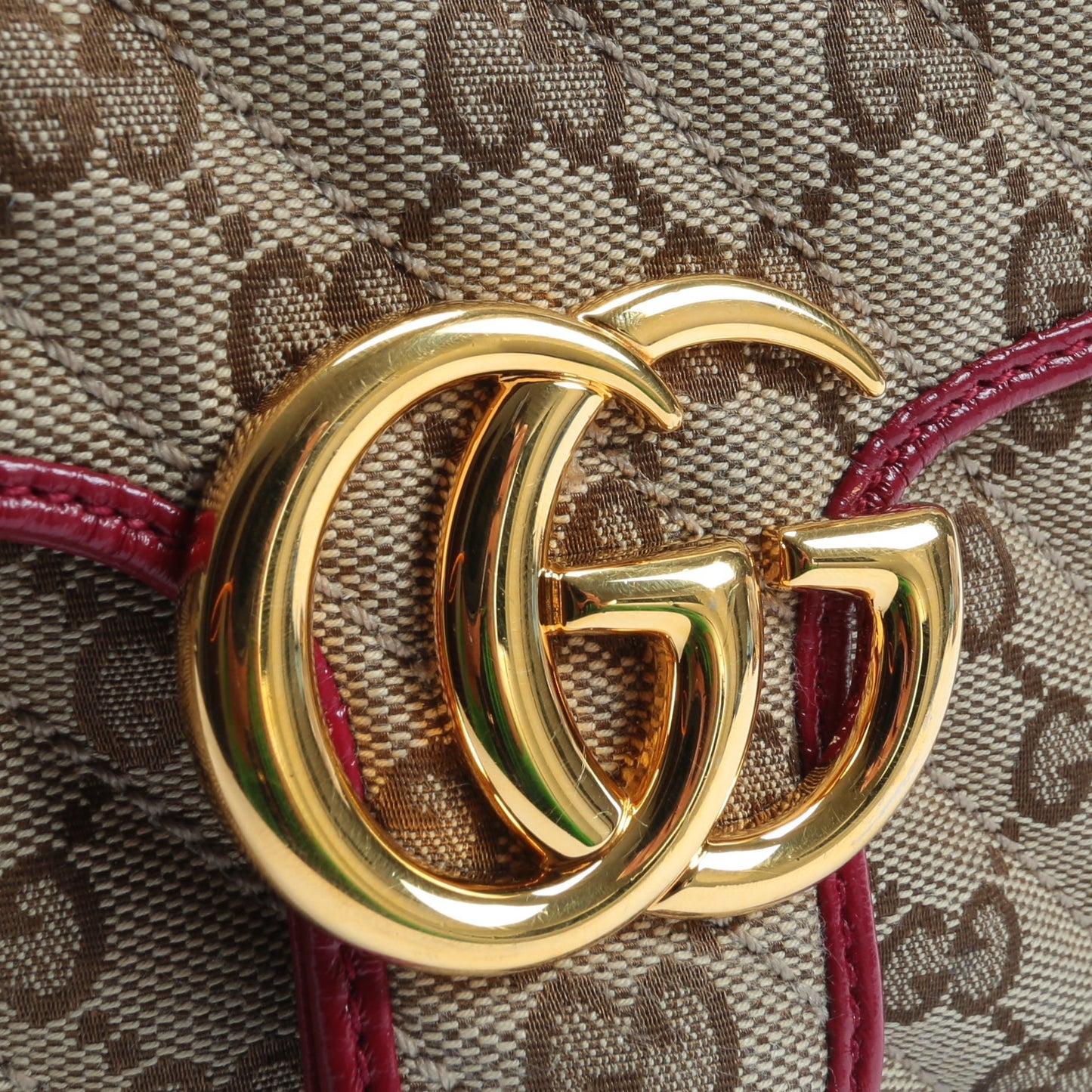 GUCCI GG Marmont Mini Tote - Canvas w/Red Trim