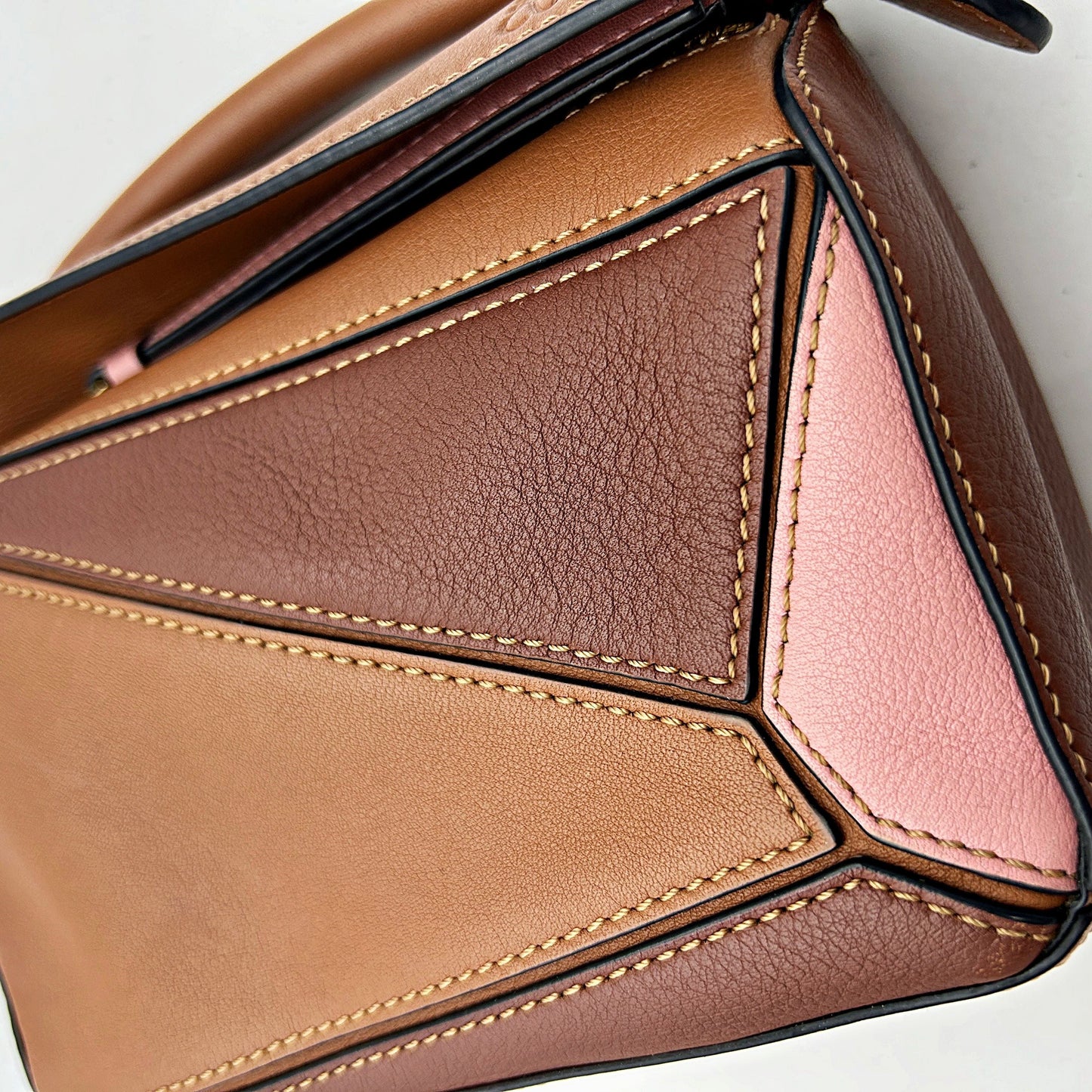 LOEWE Calfskin Mini Puzzle Bag Tan Medium Pink LA36264