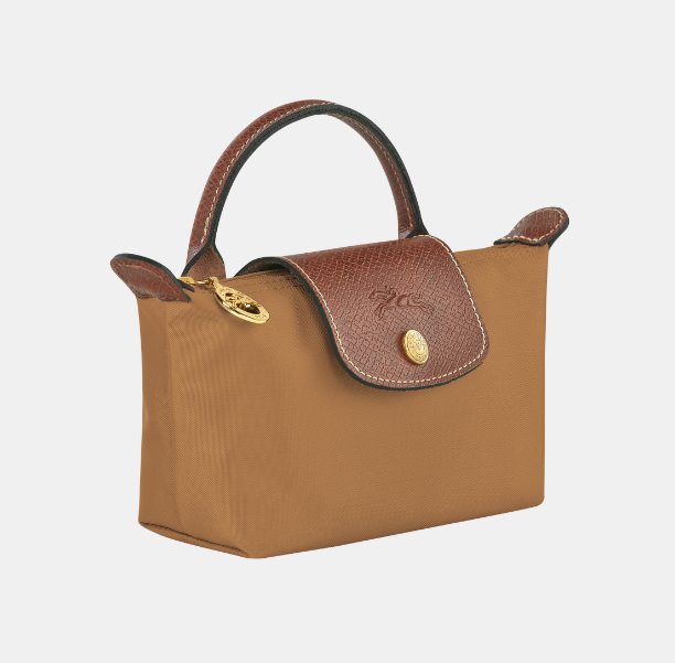 Longchamp Le Pliage Pouch with handle Fawn
