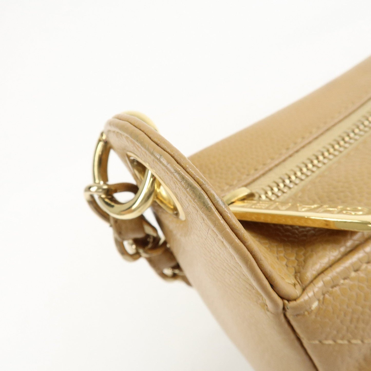 CHANEL COCO Mark Matelasse Shoulder Bag Caviar Skin Beige