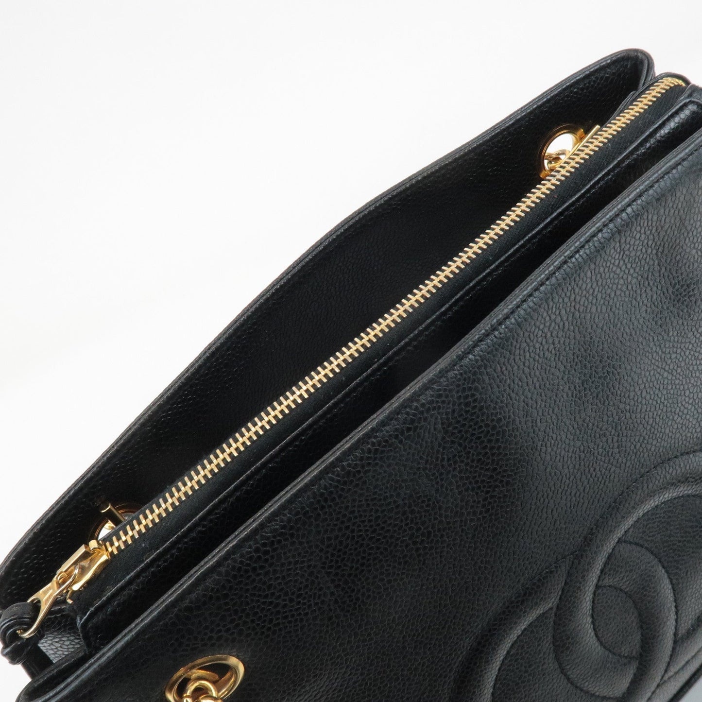 CHANEL COCO Mark Caviar Skin Chain Shoulder Bag Black