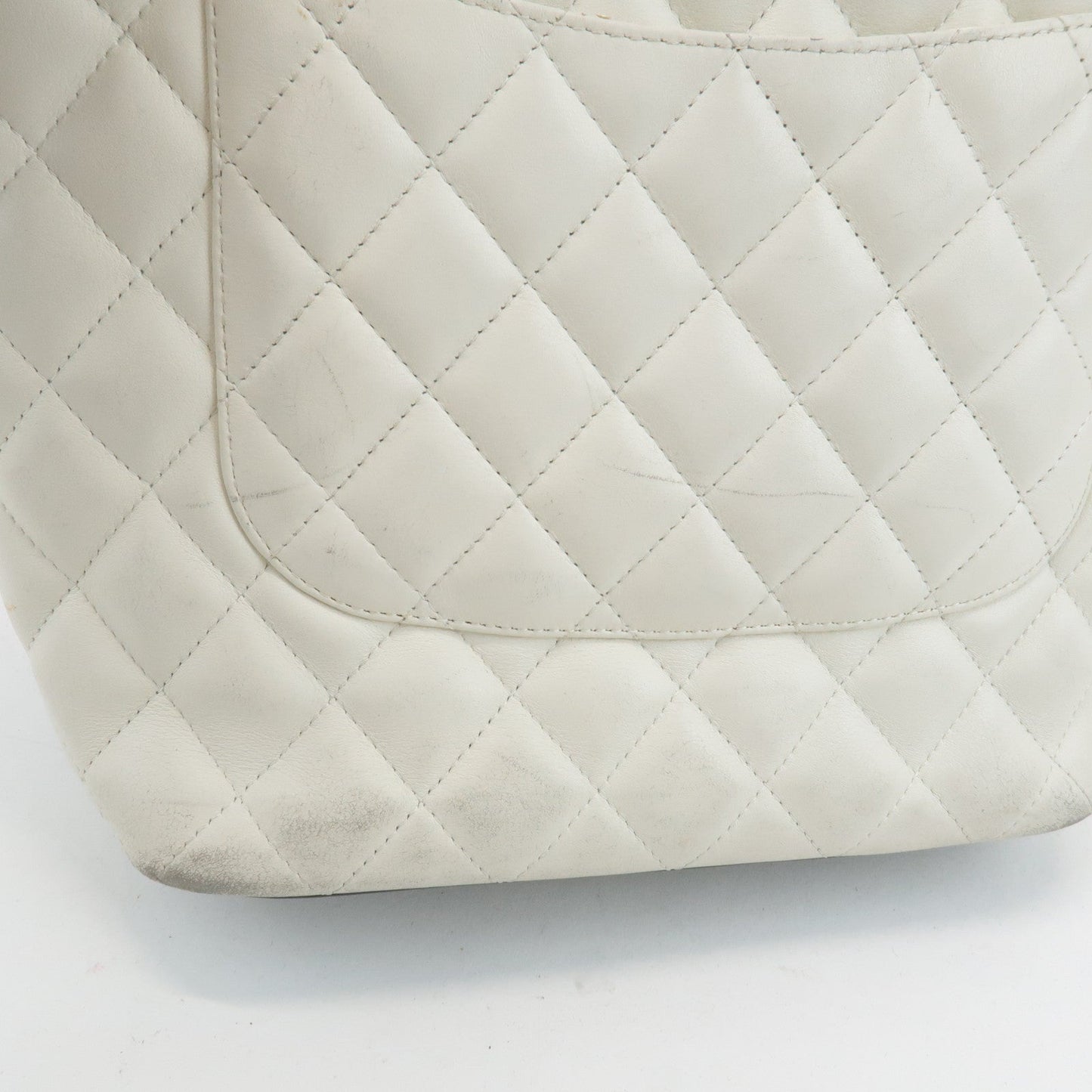 CHANEL Cambon Line Lamb Skin Medium Tote Bag Shoulder Bag A25167