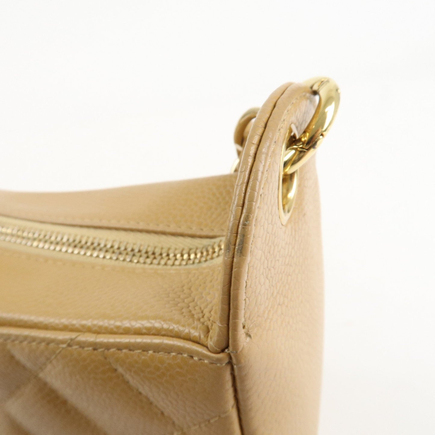 CHANEL COCO Mark Matelasse Shoulder Bag Caviar Skin Beige