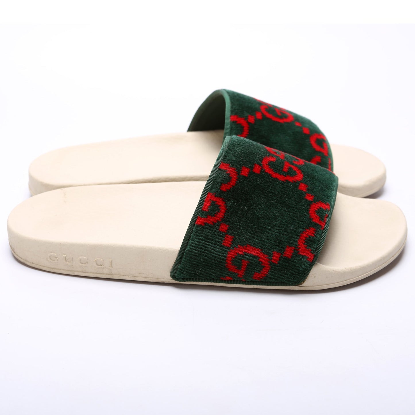 Gucci Velvet Rubber Slides Size 42