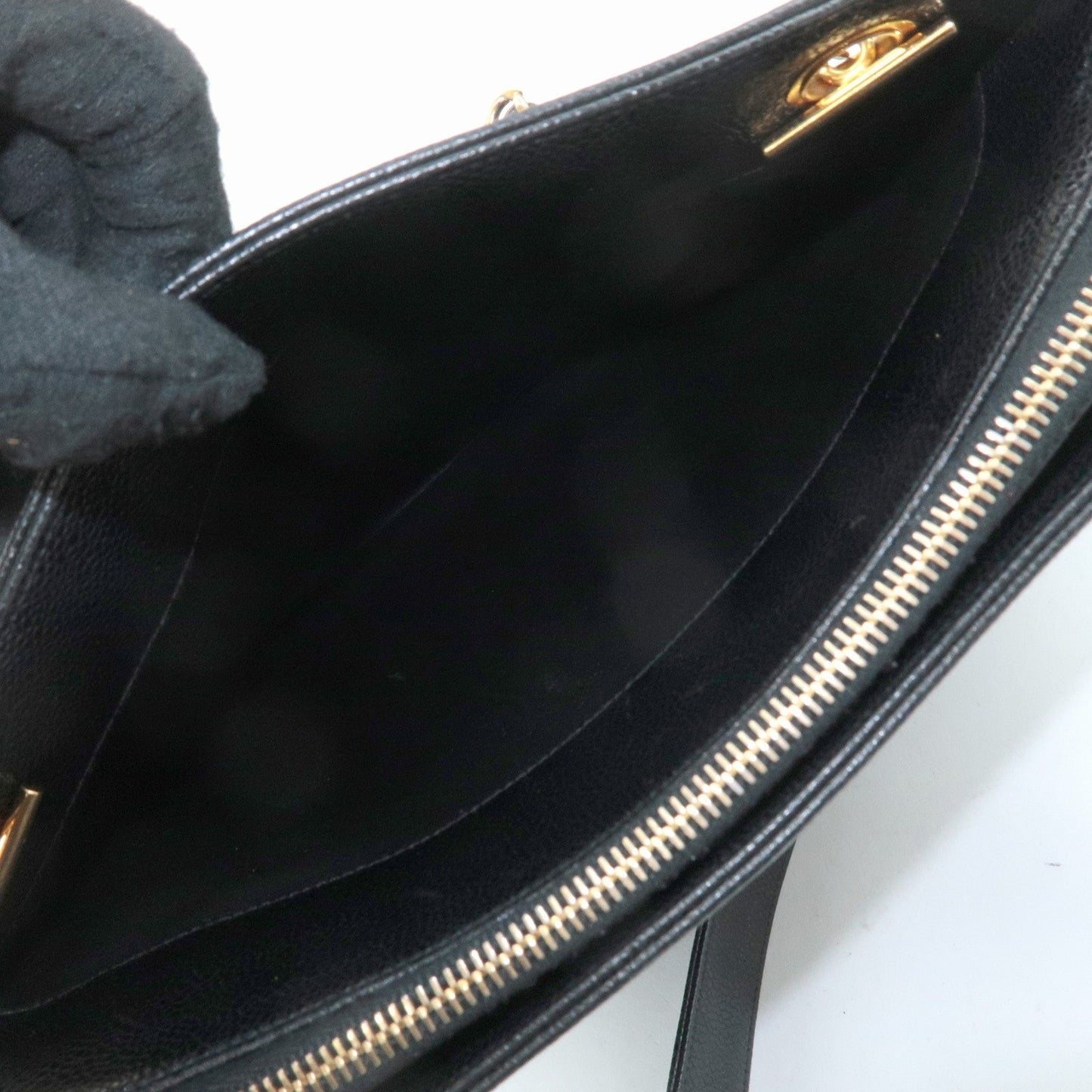 CHANEL COCO Mark Caviar Skin Chain Shoulder Bag Black