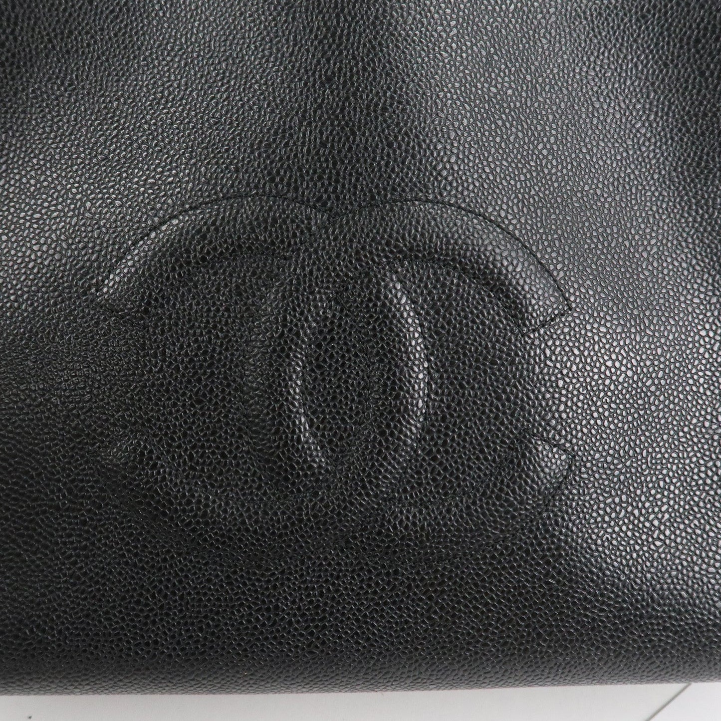 CHANEL COCO Mark Caviar Skin Chain Shoulder Tote Bag Black