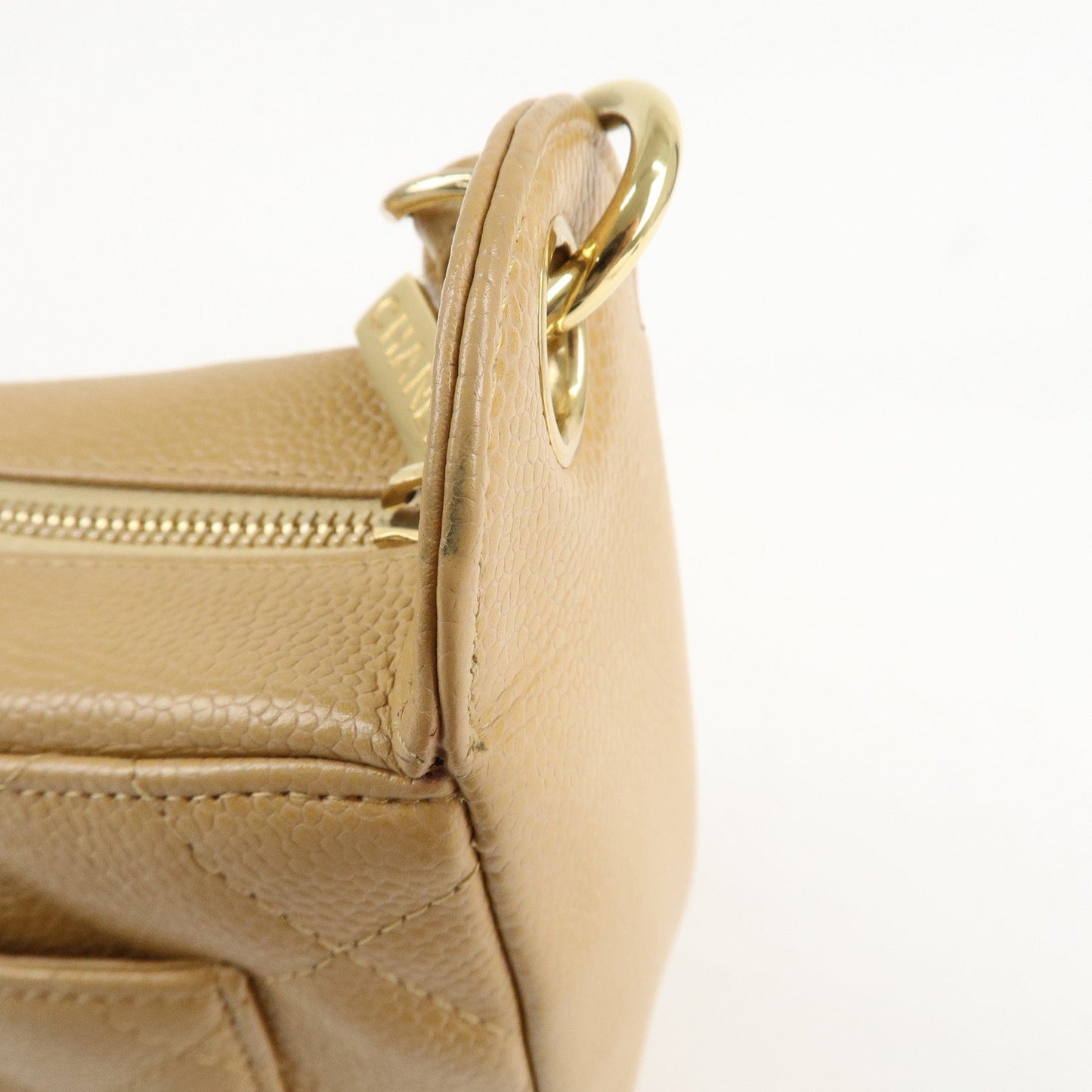 CHANEL COCO Mark Matelasse Shoulder Bag Caviar Skin Beige
